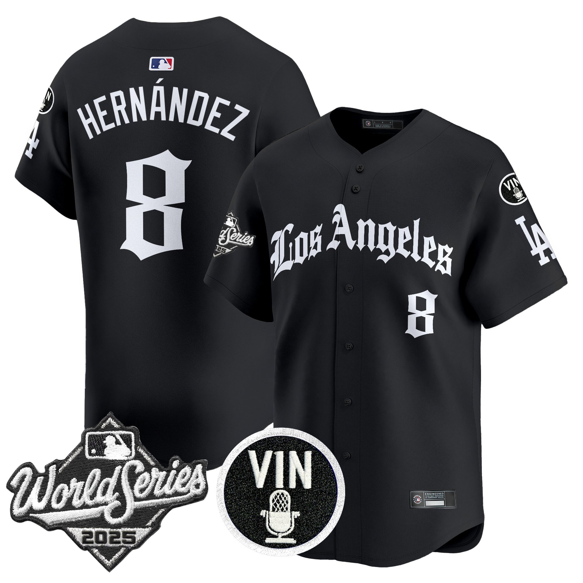Men's Dodgers 2025 World Series Vapor Premier Limited Jersey - LA Gothic Edition - All Stitched - Image 8