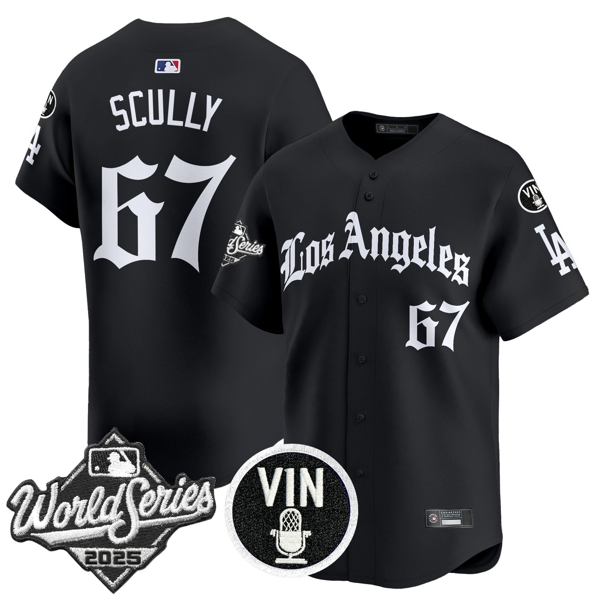Men's Dodgers 2025 World Series Vapor Premier Limited Jersey - LA Gothic Edition - All Stitched - Image 7