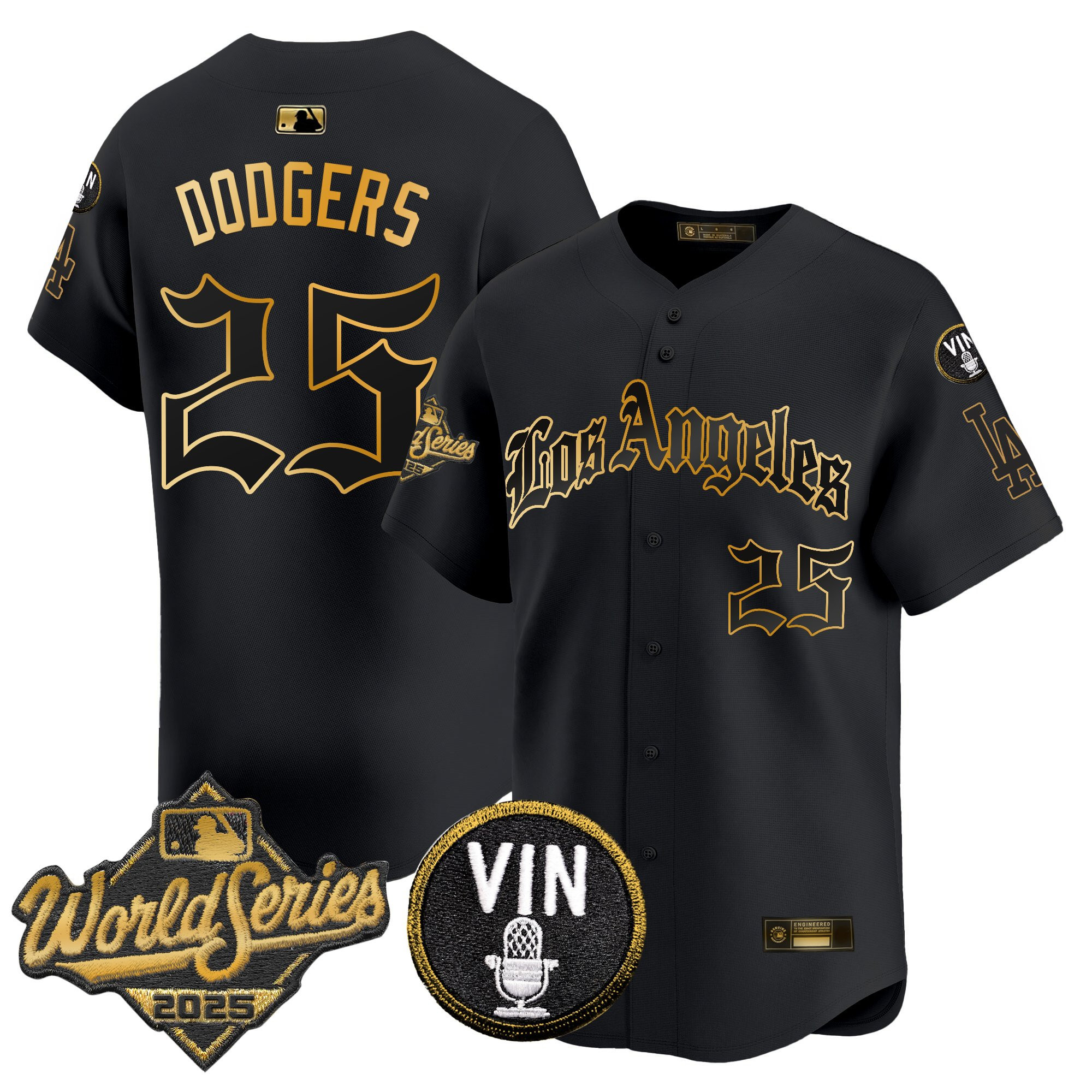 Men's Dodgers 2025 World Series Vapor Premier Limited Jersey - LA Gothic Edition - All Stitched - Image 54