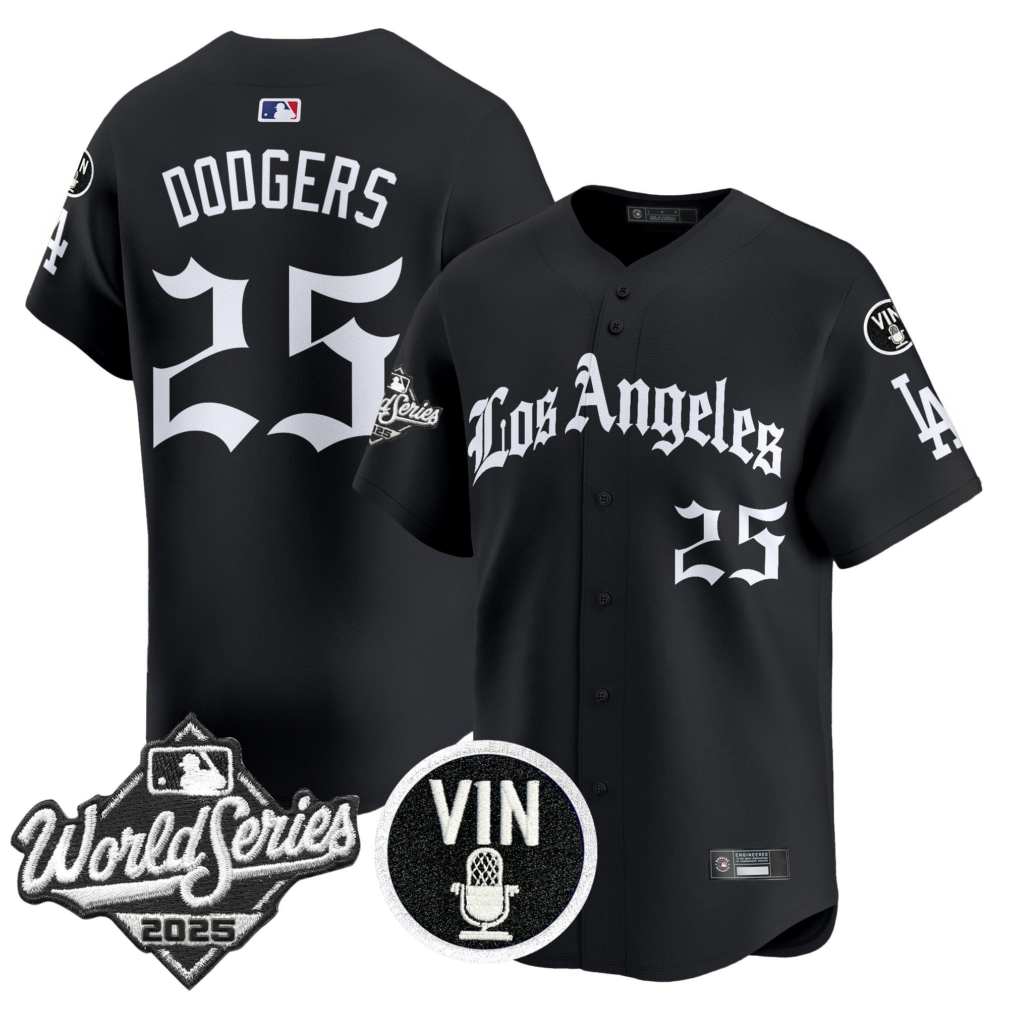 Men's Dodgers 2025 World Series Vapor Premier Limited Jersey - LA Gothic Edition - All Stitched - Image 10