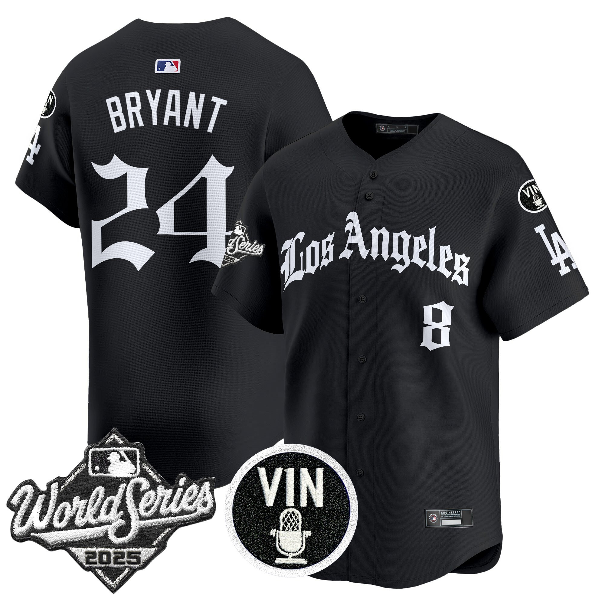 Men's Dodgers 2025 World Series Vapor Premier Limited Jersey - LA Gothic Edition - All Stitched - Image 6