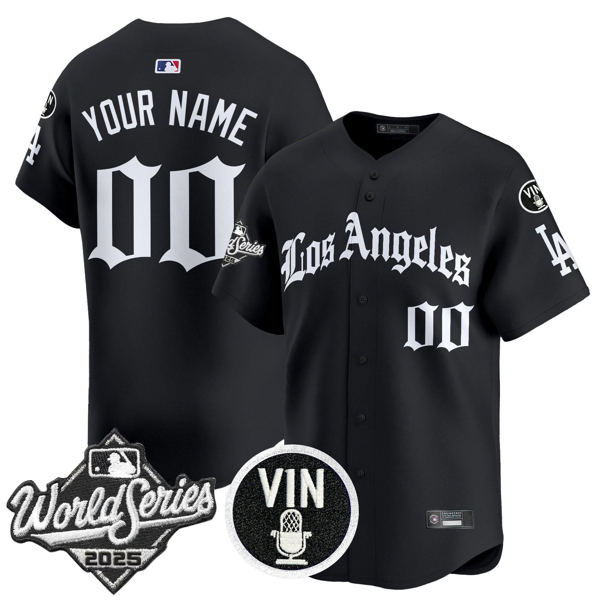 Dodgers 2025 World Series Vapor Premier Limited Custom Jersey - LA Gothic Edition - All Stitched - Image 2