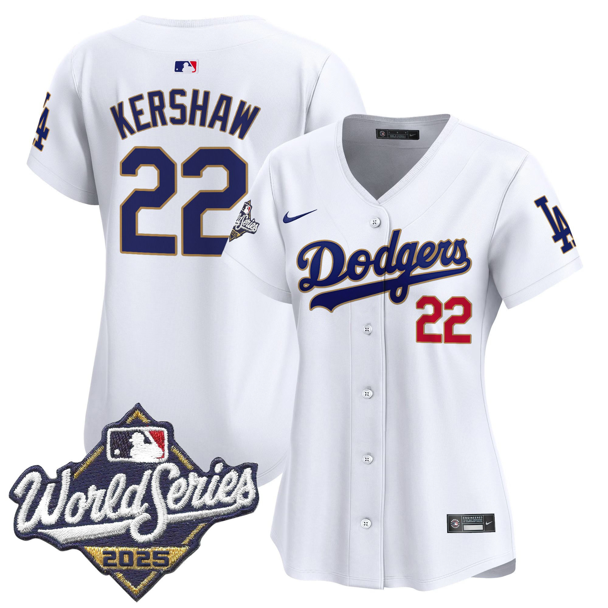 Women's Dodgers 2025 World Series Gold Trim Vapor Premier Limited Jersey - All Stitched - Image 31
