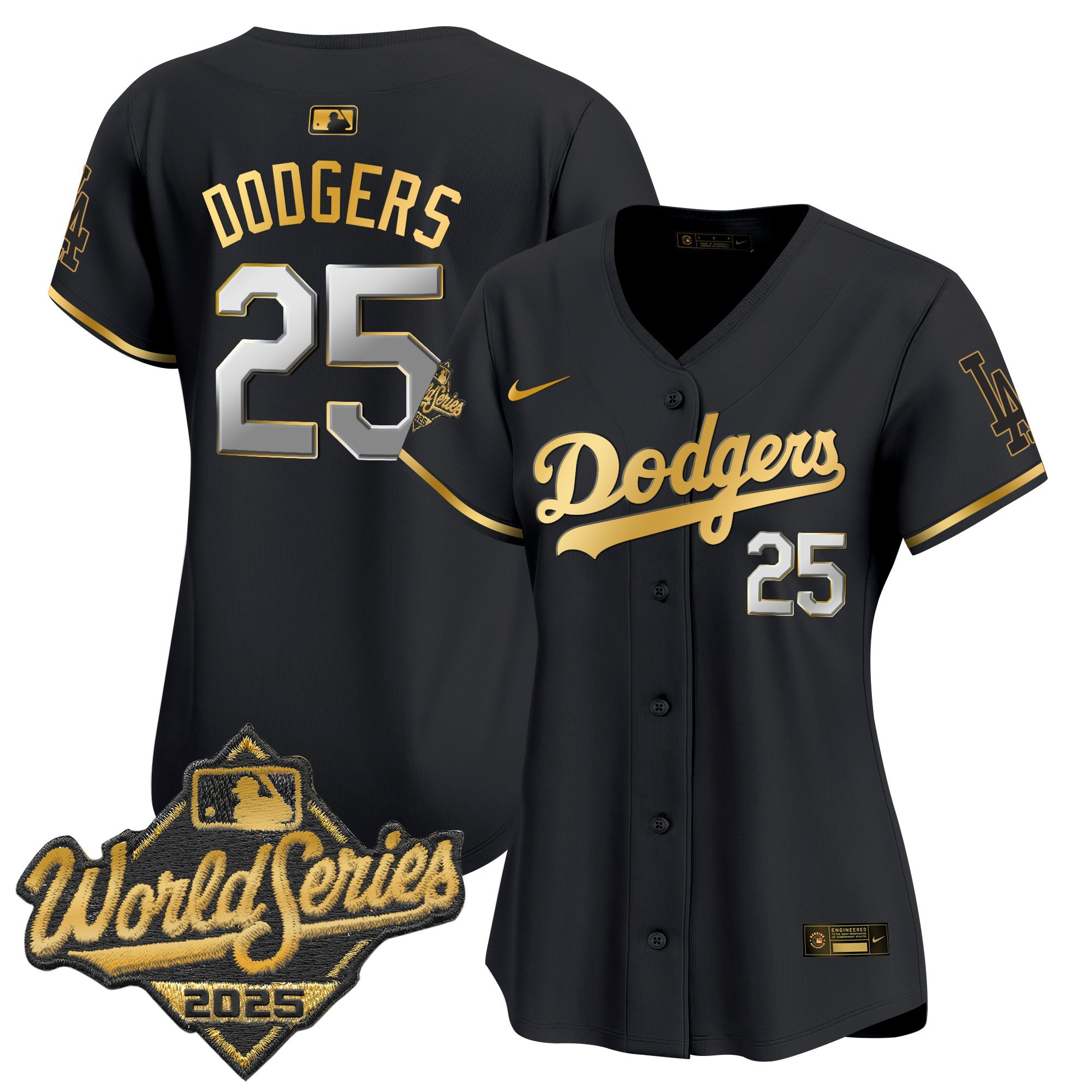 Women's Dodgers 2025 World Series Gold Trim Vapor Premier Limited Jersey - All Stitched - Image 21