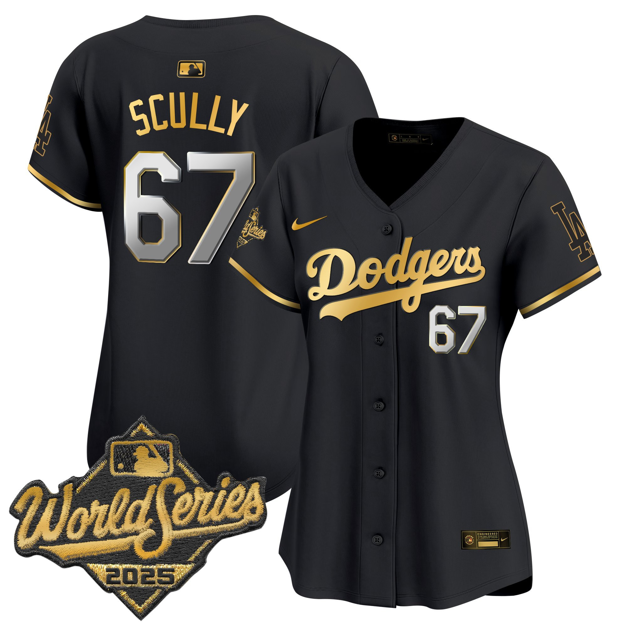 Women's Dodgers 2025 World Series Gold Trim Vapor Premier Limited Jersey - All Stitched - Image 18