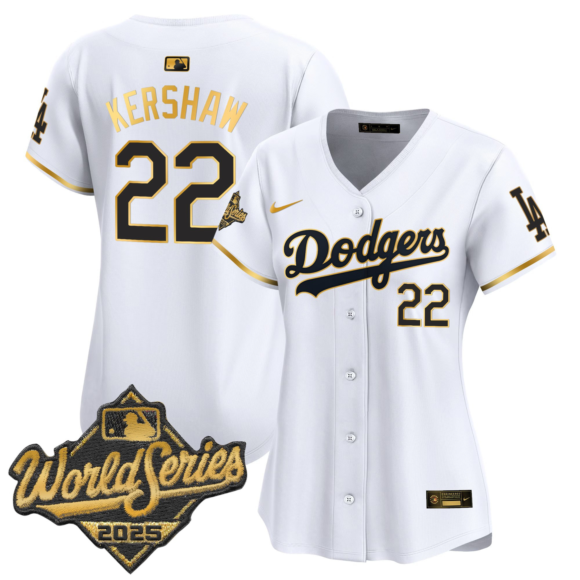 Women's Dodgers 2025 World Series Gold Trim Vapor Premier Limited Jersey - All Stitched - Image 9