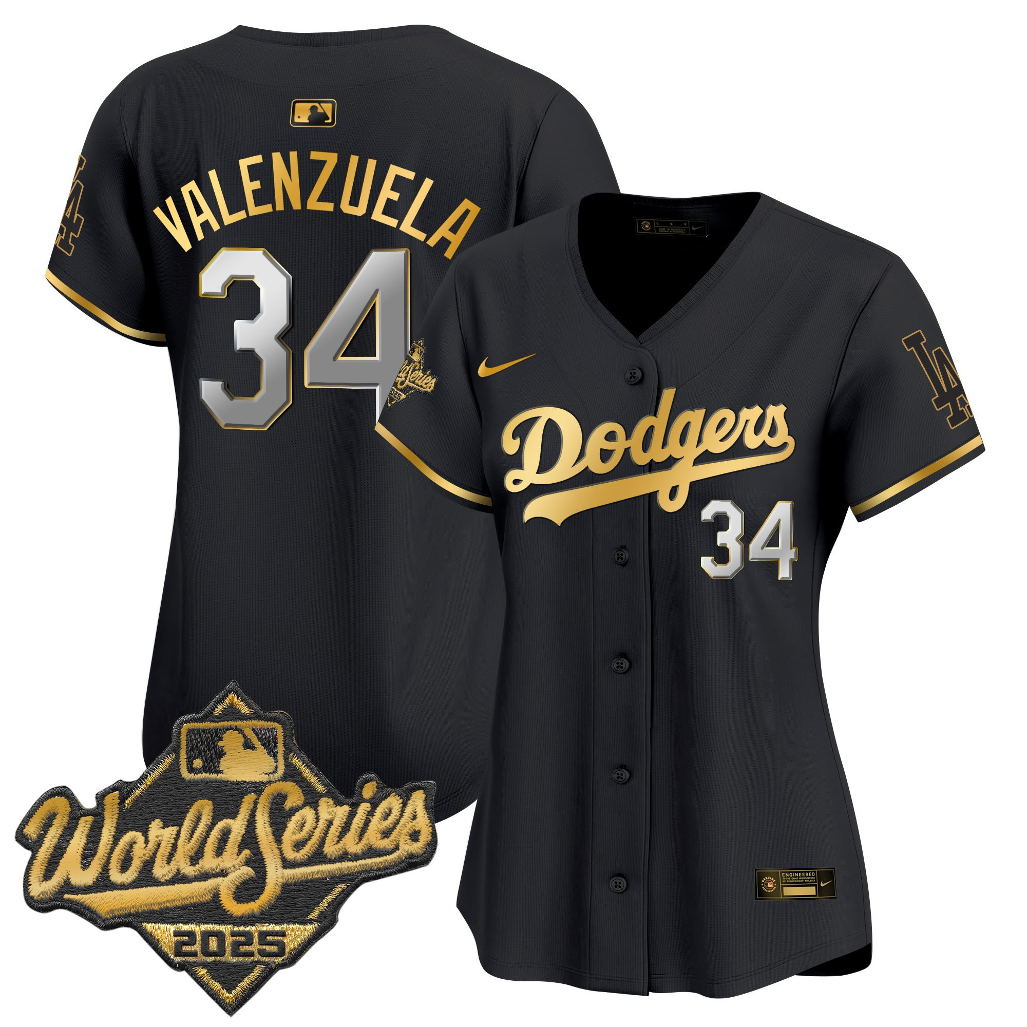 Women's Dodgers 2025 World Series Gold Trim Vapor Premier Limited Jersey - All Stitched - Image 15