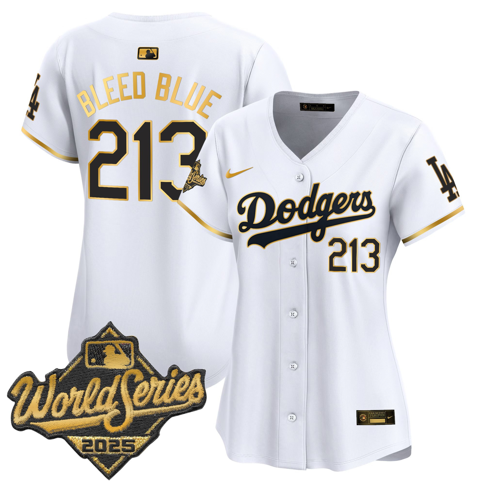 Women's Dodgers 2025 World Series Gold Trim Vapor Premier Limited Jersey - All Stitched - Image 2