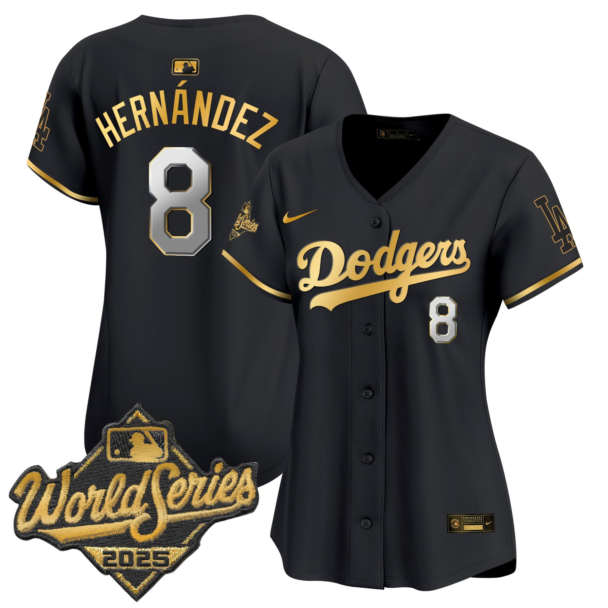 Women's Dodgers 2025 World Series Gold Trim Vapor Premier Limited Jersey - All Stitched - Image 19