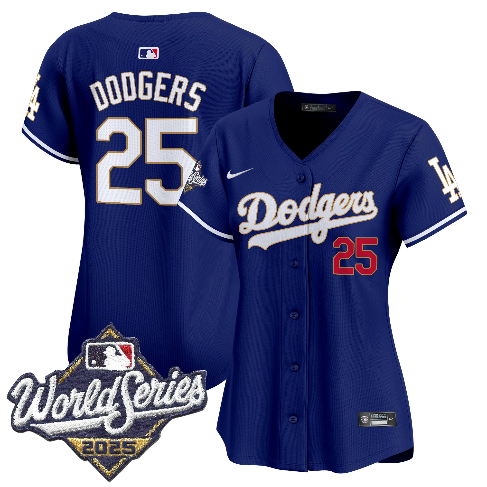 Women's Dodgers 2025 World Series Gold Trim Vapor Premier Limited Jersey - All Stitched - Image 43