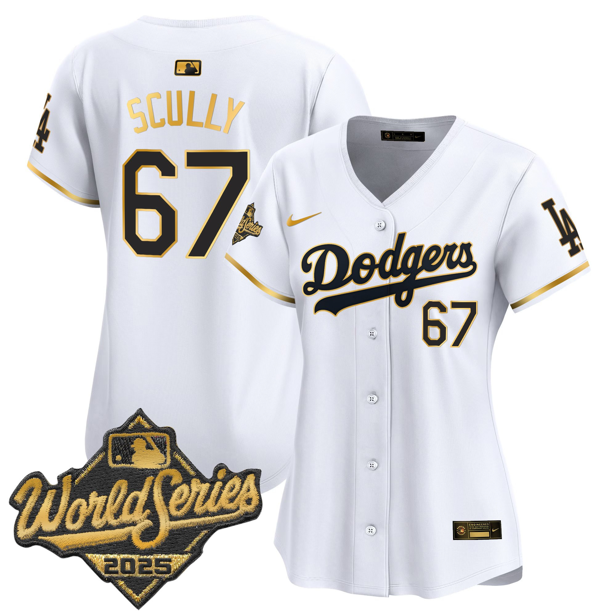 Women's Dodgers 2025 World Series Gold Trim Vapor Premier Limited Jersey - All Stitched - Image 7