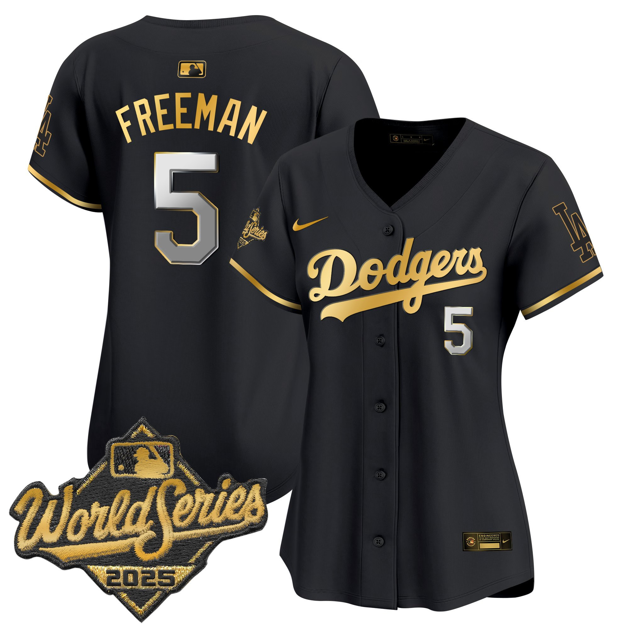 Women's Dodgers 2025 World Series Gold Trim Vapor Premier Limited Jersey - All Stitched - Image 14