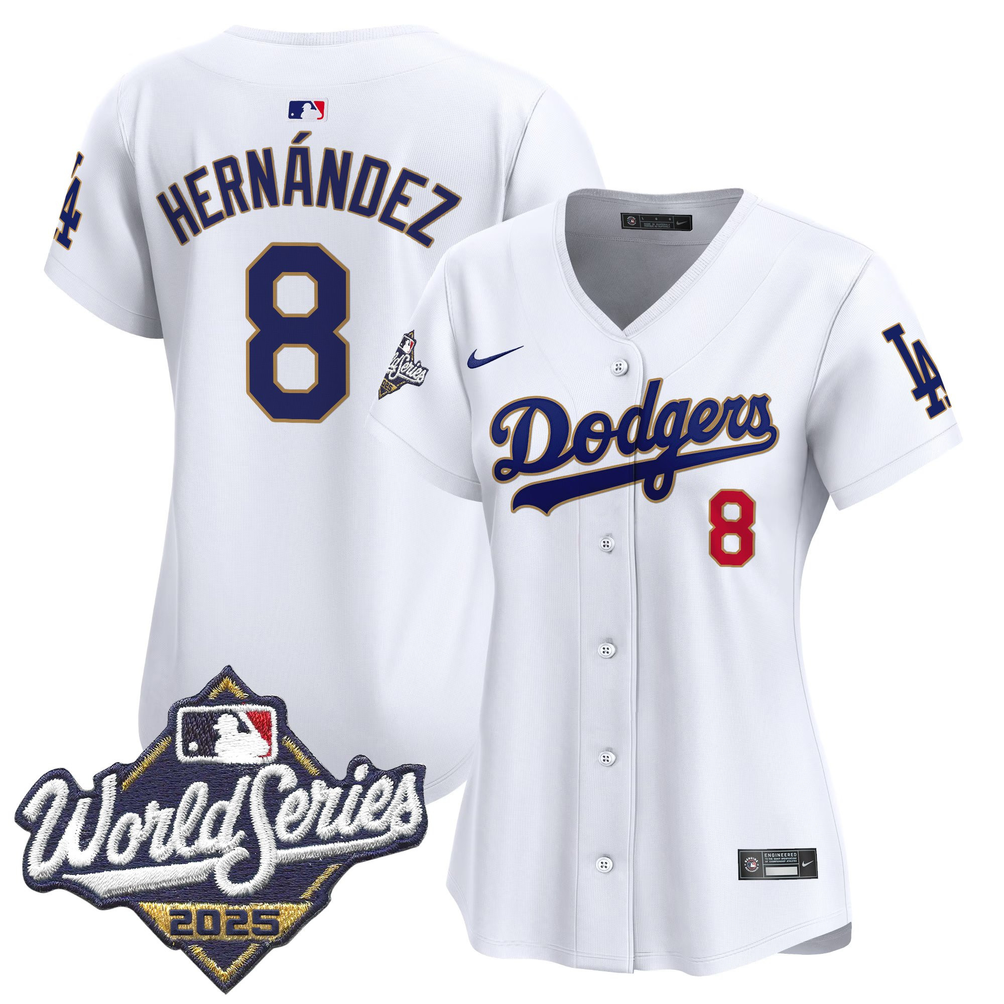 Women's Dodgers 2025 World Series Gold Trim Vapor Premier Limited Jersey - All Stitched - Image 30