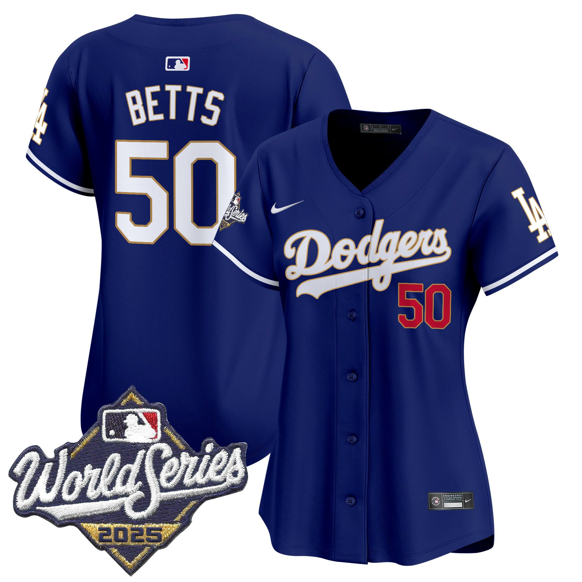 Women's Dodgers 2025 World Series Gold Trim Vapor Premier Limited Jersey - All Stitched - Image 38