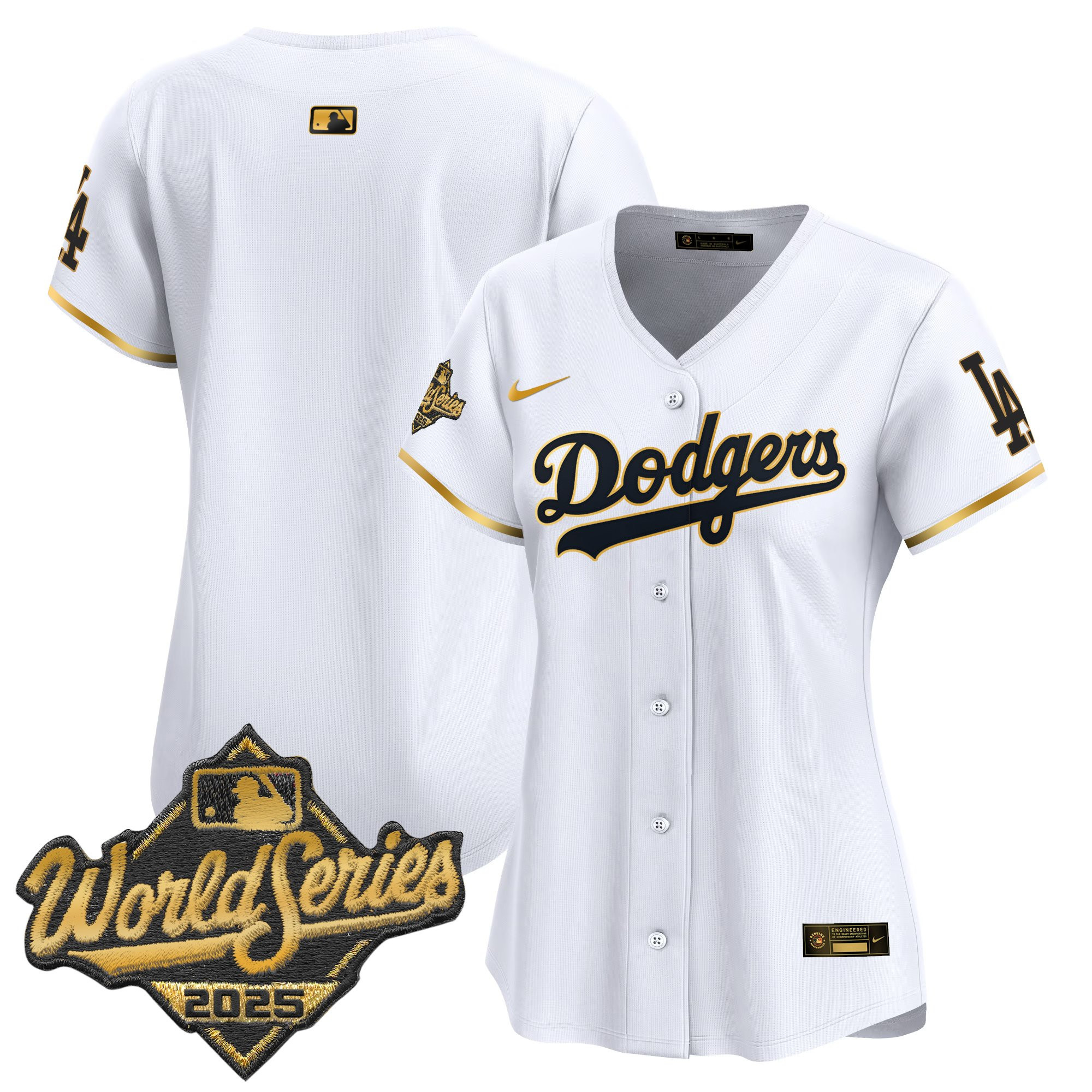 Women's Dodgers 2025 World Series Gold Trim Vapor Premier Limited Jersey - All Stitched - Image 11