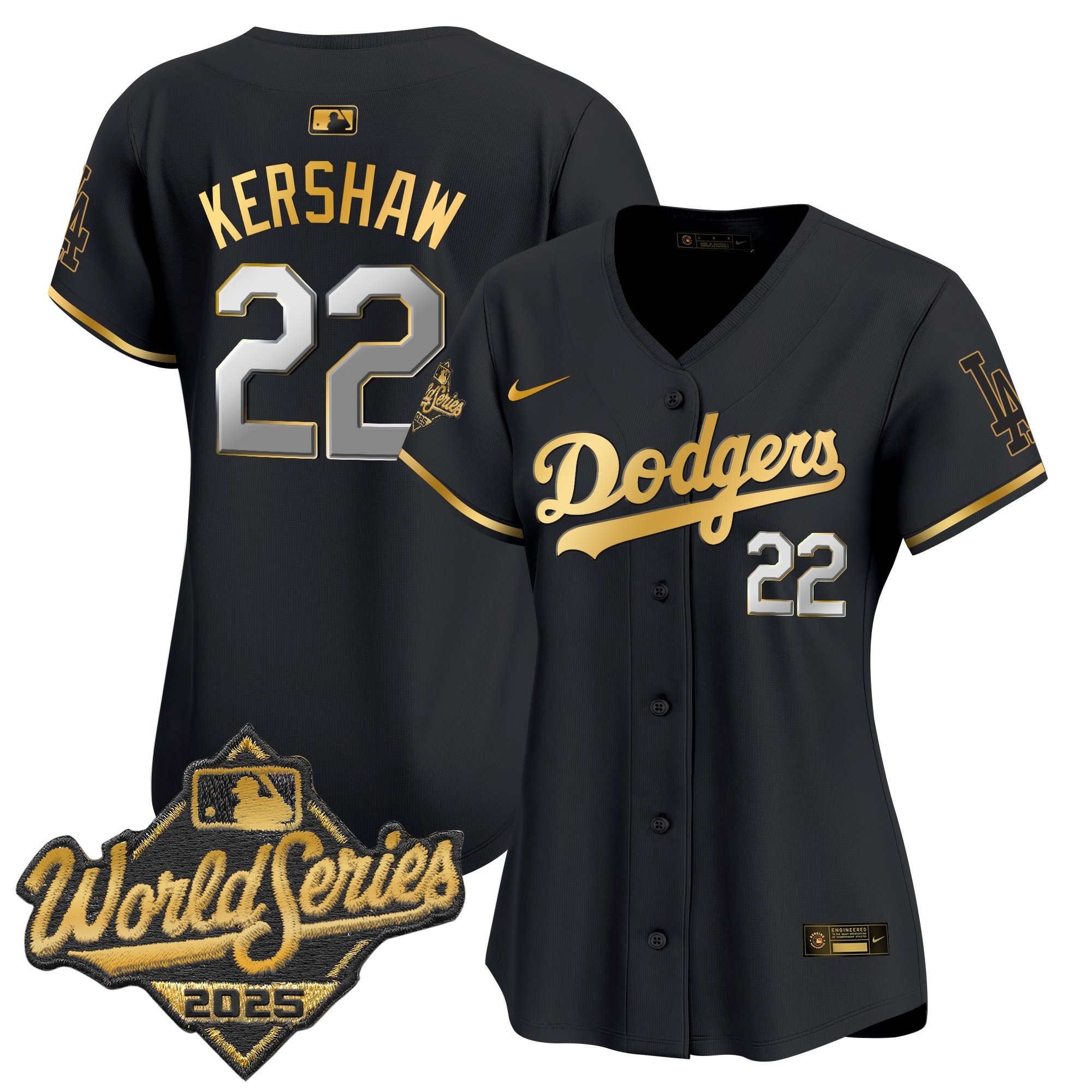 Women's Dodgers 2025 World Series Gold Trim Vapor Premier Limited Jersey - All Stitched - Image 20