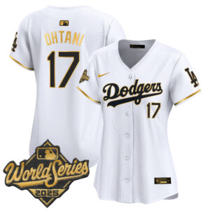 Women's Dodgers 2025 World Series Gold Trim Vapor Premier Limited Jersey - All Stitched