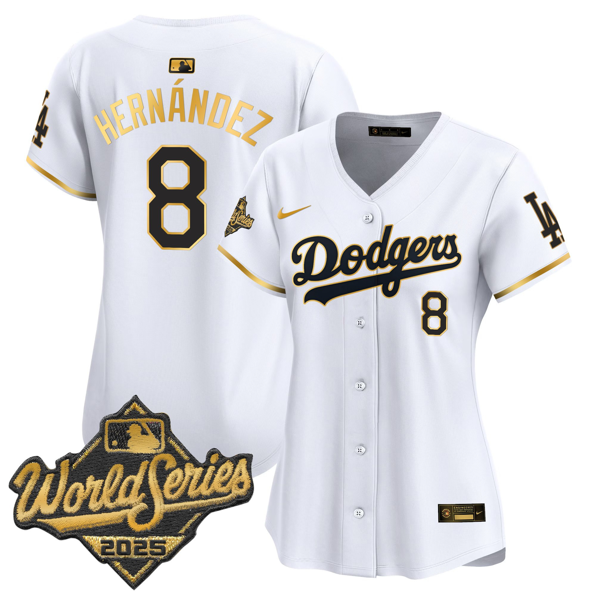 Women's Dodgers 2025 World Series Gold Trim Vapor Premier Limited Jersey - All Stitched - Image 8