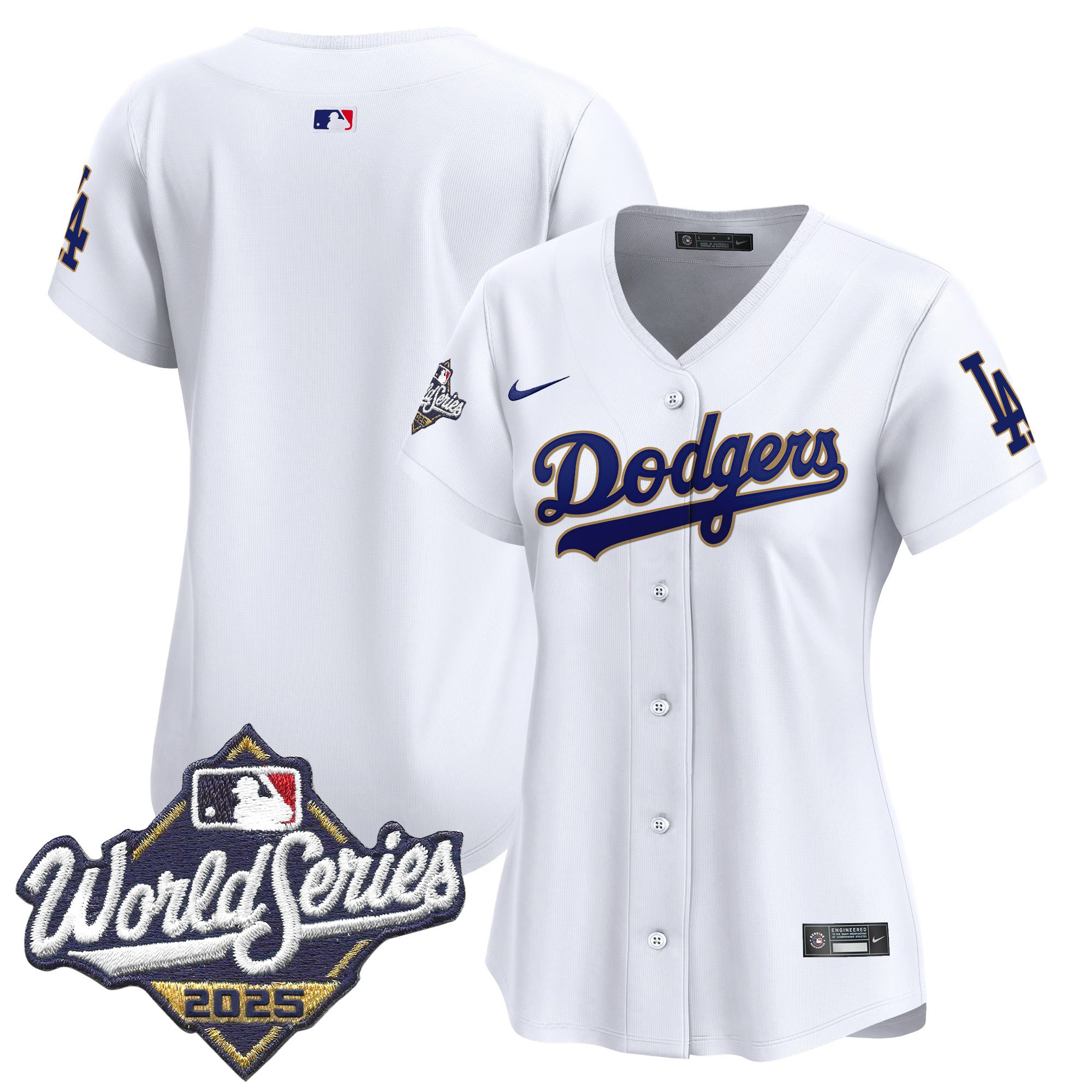 Women's Dodgers 2025 World Series Gold Trim Vapor Premier Limited Jersey - All Stitched - Image 33