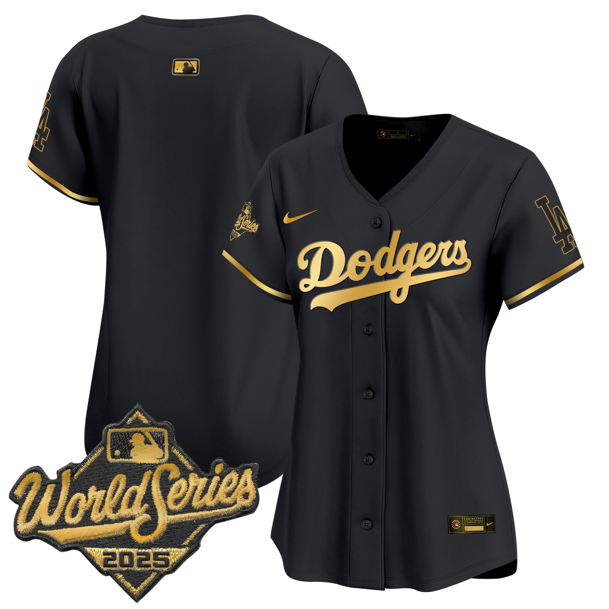 Women's Dodgers 2025 World Series Gold Trim Vapor Premier Limited Jersey - All Stitched - Image 22
