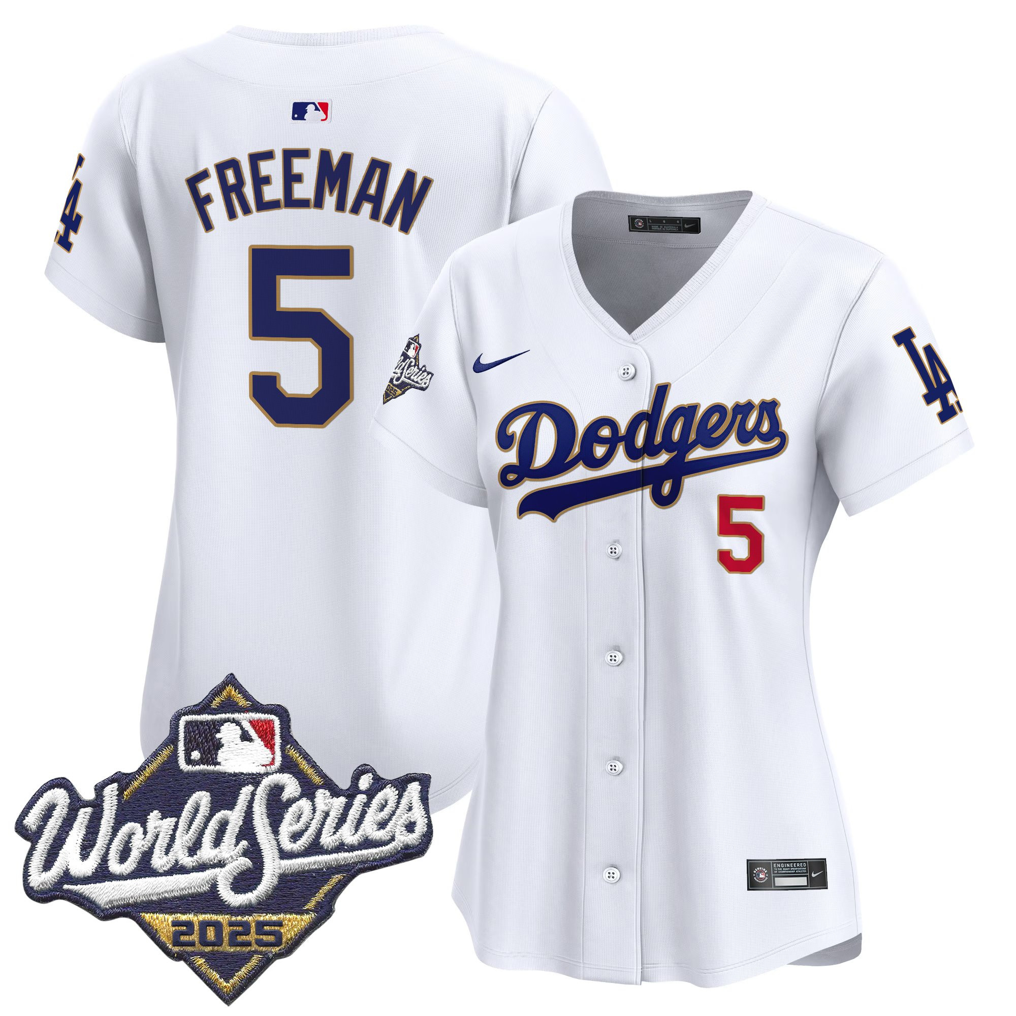 Women's Dodgers 2025 World Series Gold Trim Vapor Premier Limited Jersey - All Stitched - Image 25