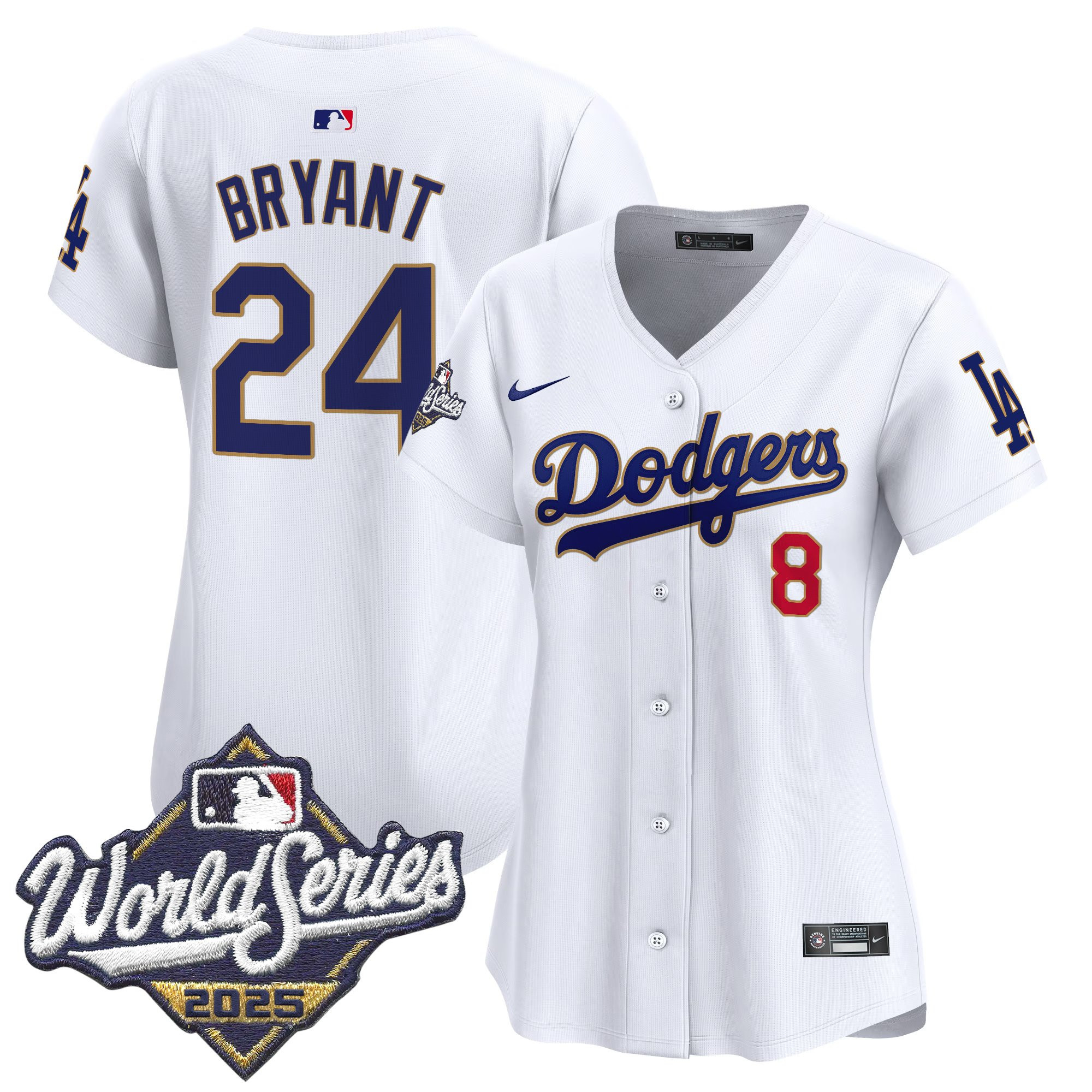 Women's Dodgers 2025 World Series Gold Trim Vapor Premier Limited Jersey - All Stitched - Image 28