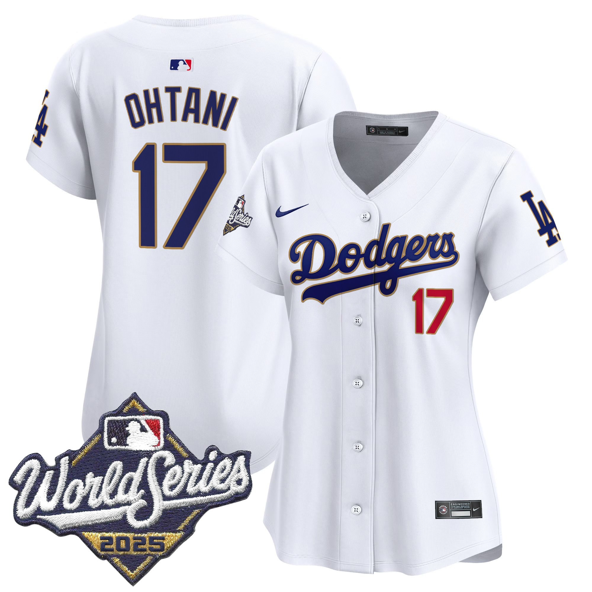 Women's Dodgers 2025 World Series Gold Trim Vapor Premier Limited Jersey - All Stitched - Image 23