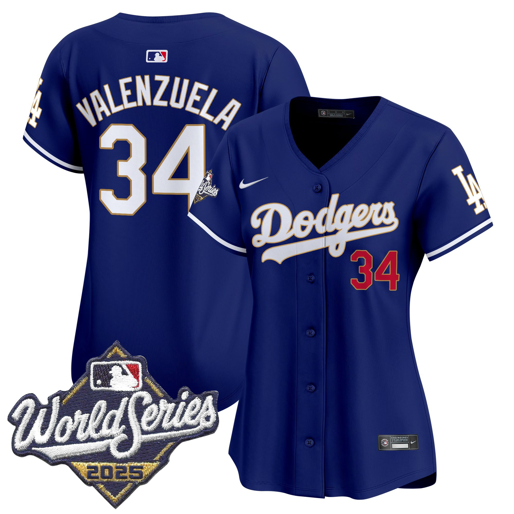 Women's Dodgers 2025 World Series Gold Trim Vapor Premier Limited Jersey - All Stitched - Image 37