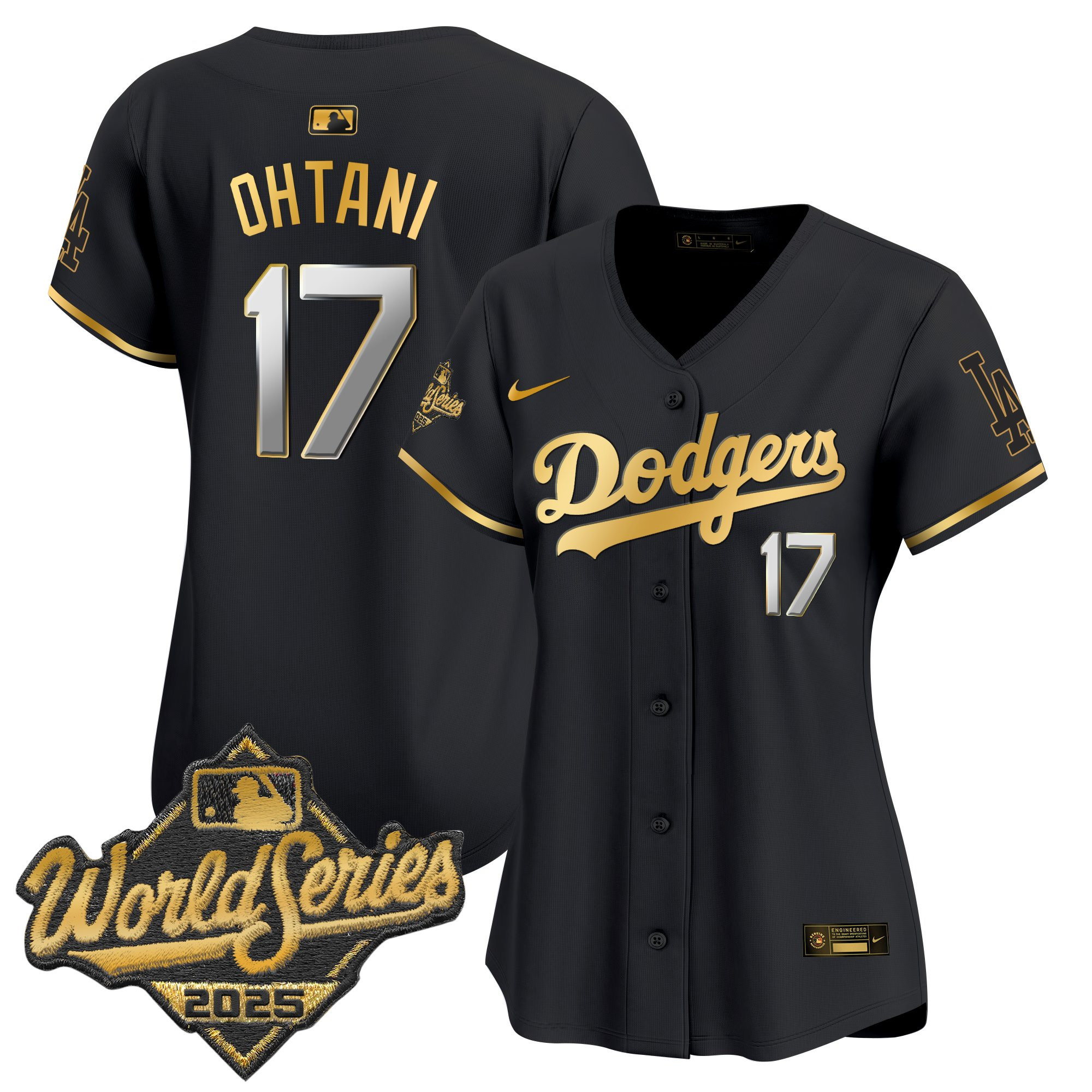 Women's Dodgers 2025 World Series Gold Trim Vapor Premier Limited Jersey - All Stitched - Image 12