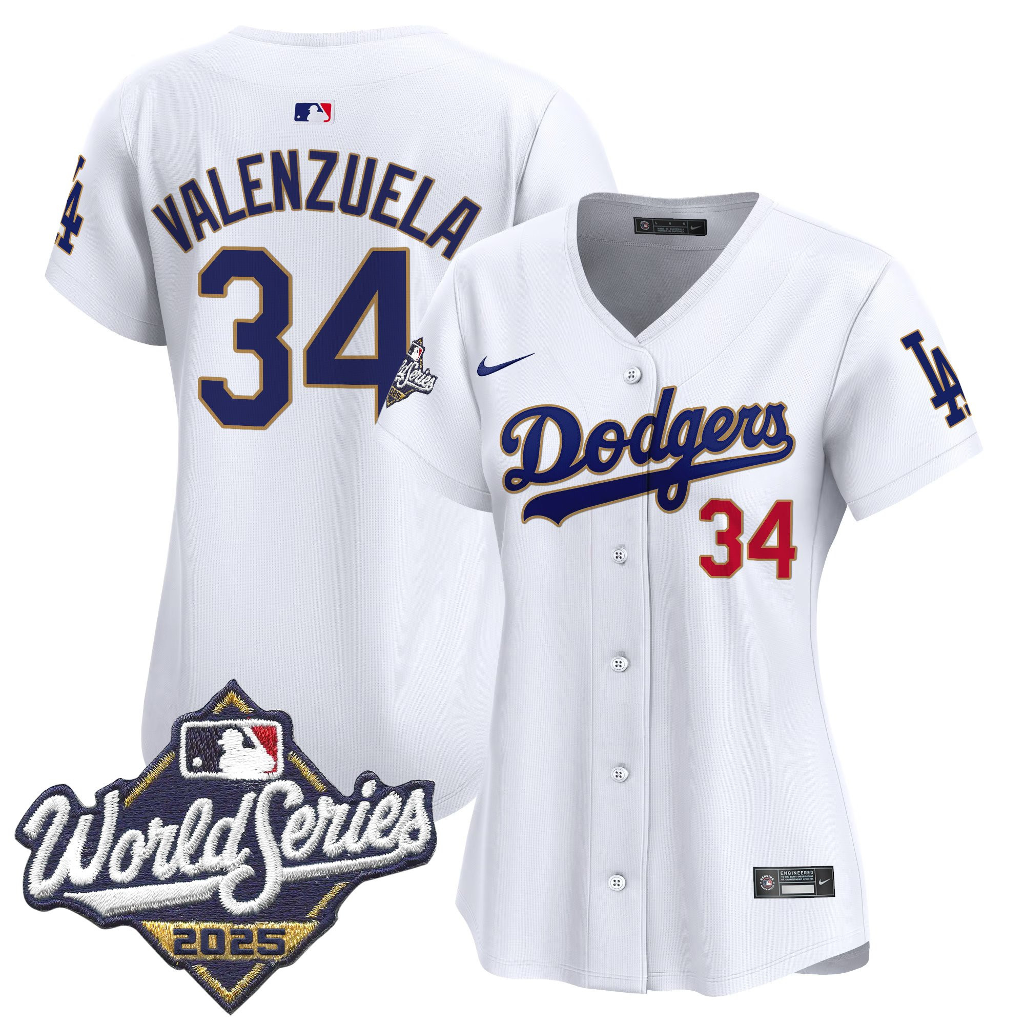 Women's Dodgers 2025 World Series Gold Trim Vapor Premier Limited Jersey - All Stitched - Image 26