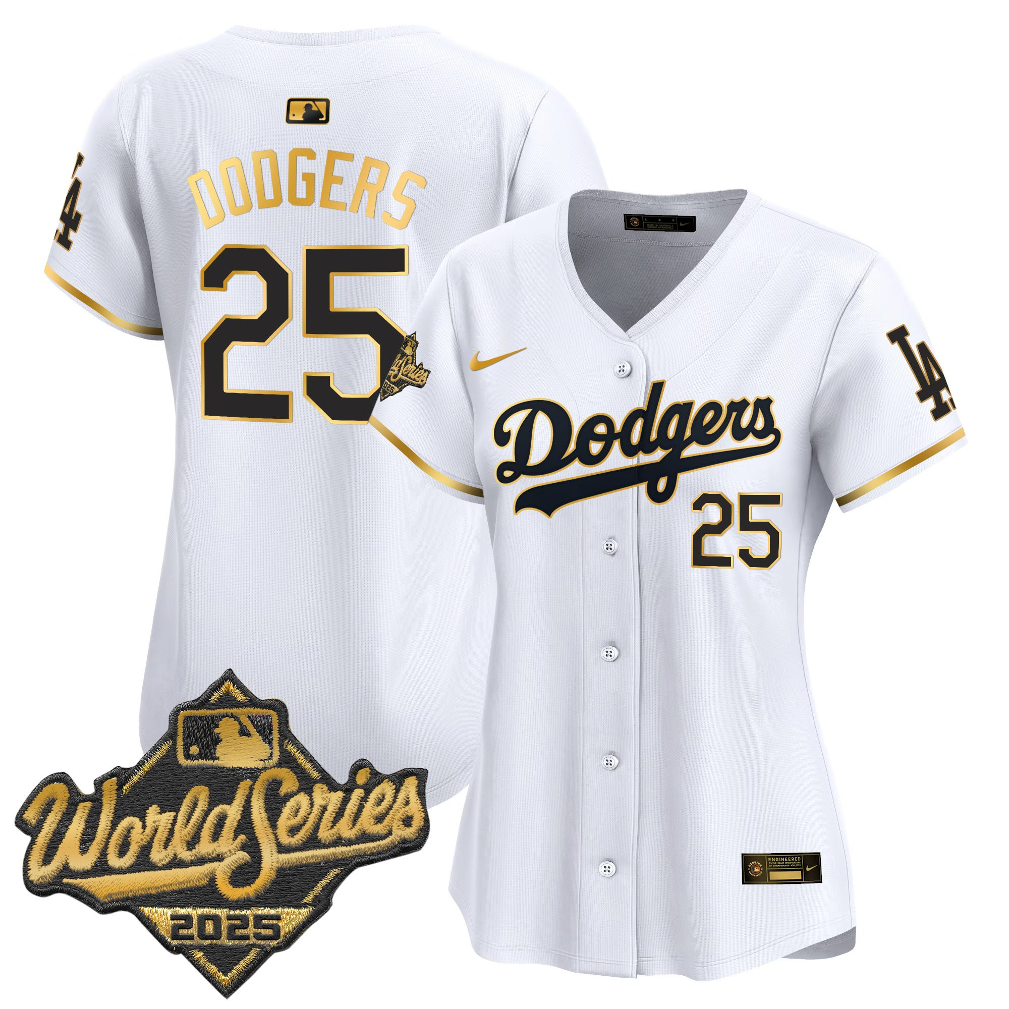 Women's Dodgers 2025 World Series Gold Trim Vapor Premier Limited Jersey - All Stitched - Image 10