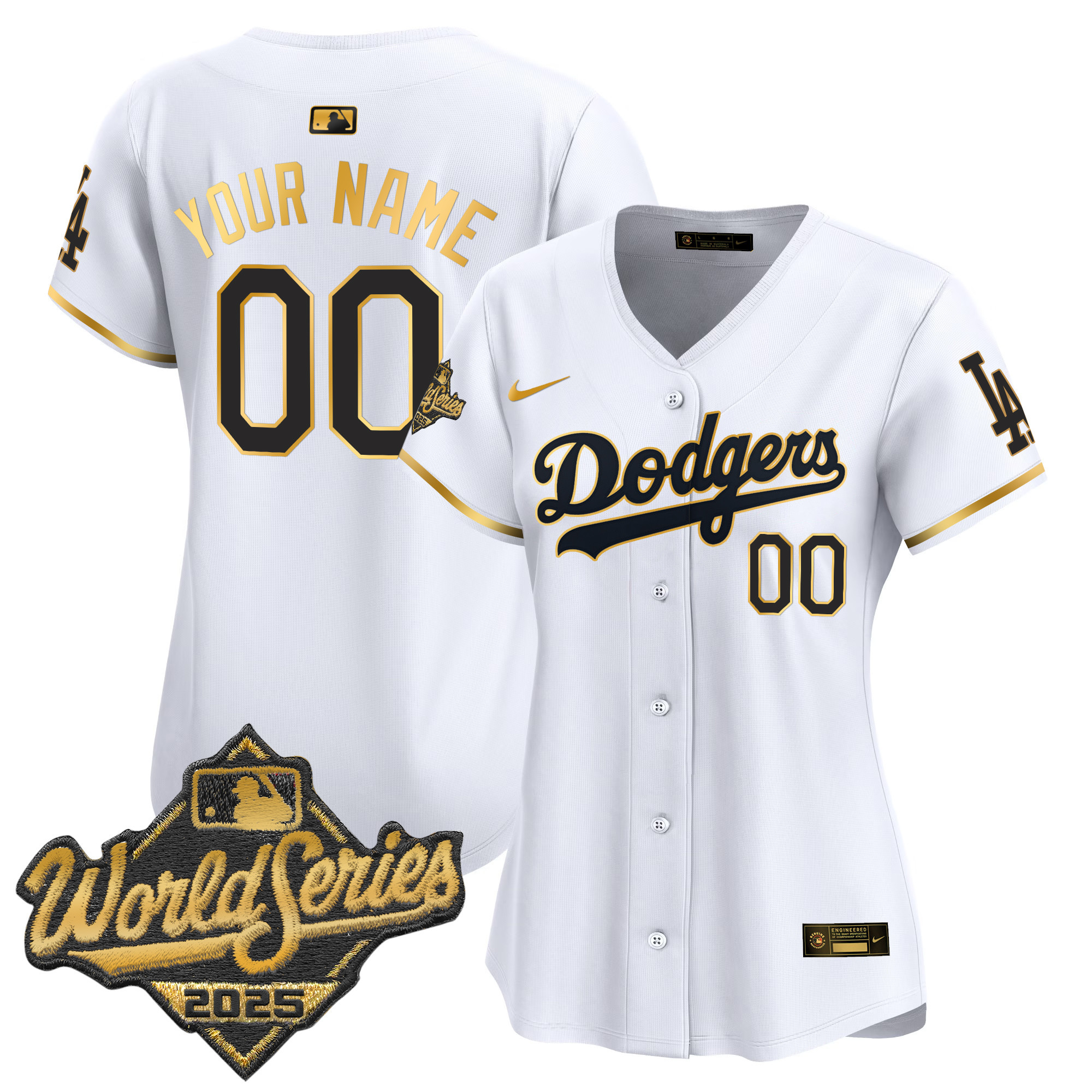 Dodgers 2025 World Series Gold Trim Vapor Premier Limited Custom Jersey - All Stitched - Image 6