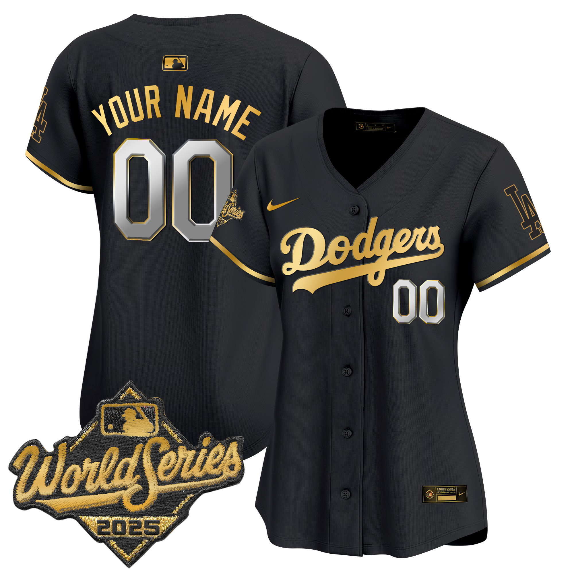 Dodgers 2025 World Series Gold Trim Vapor Premier Limited Custom Jersey - All Stitched - Image 7