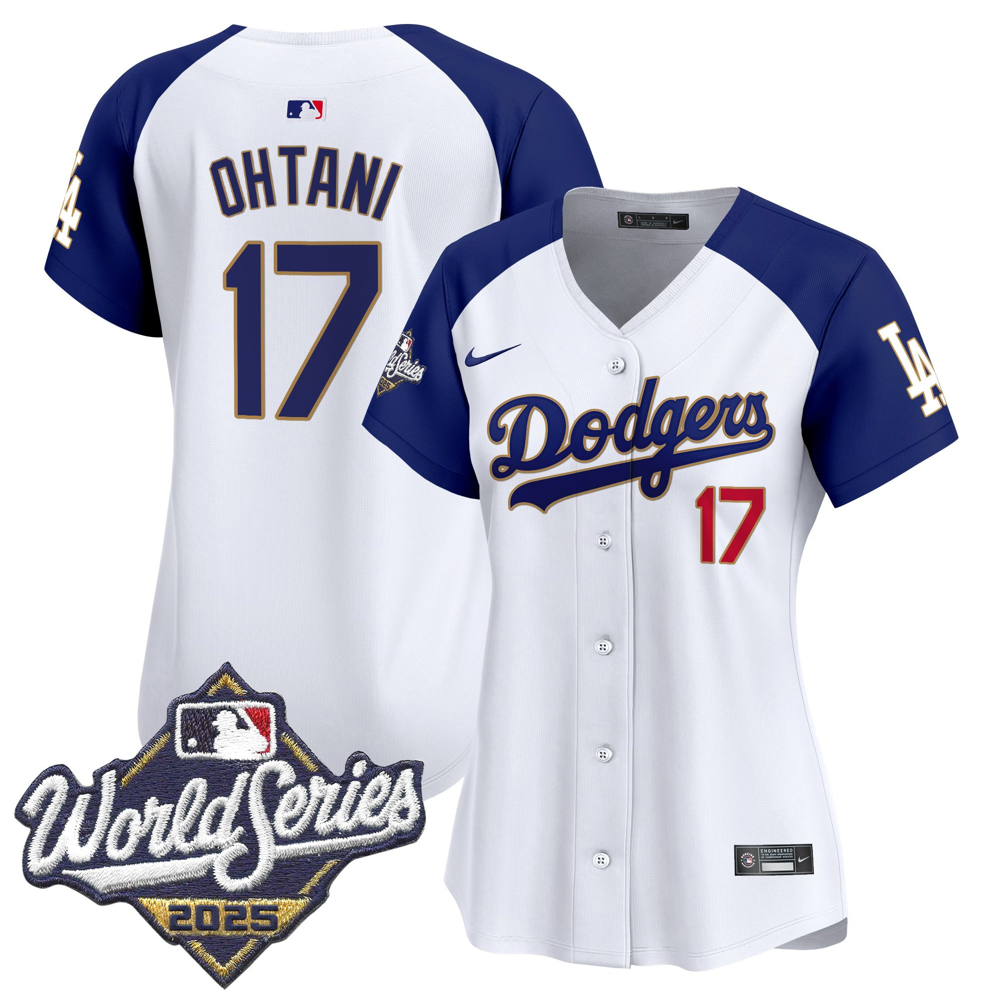 Women's Dodgers 2025 World Series Gold Trim Vapor Premier Limited Jersey - All Stitched - Image 45