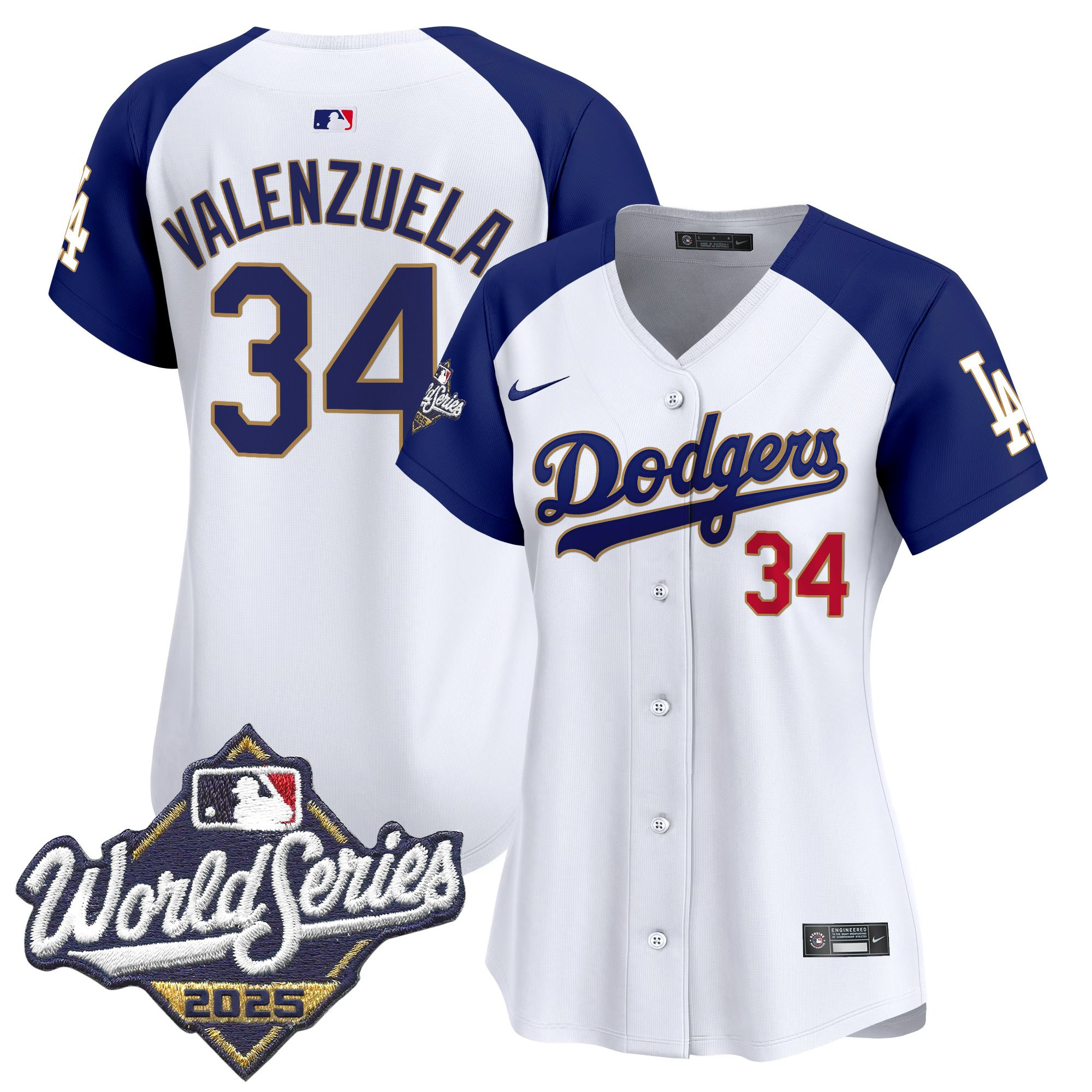 Women's Dodgers 2025 World Series Gold Trim Vapor Premier Limited Jersey - All Stitched - Image 48