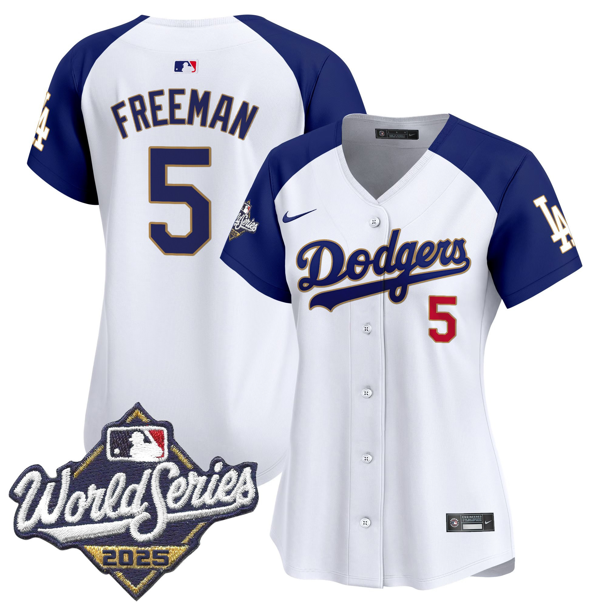 Women's Dodgers 2025 World Series Gold Trim Vapor Premier Limited Jersey - All Stitched - Image 47