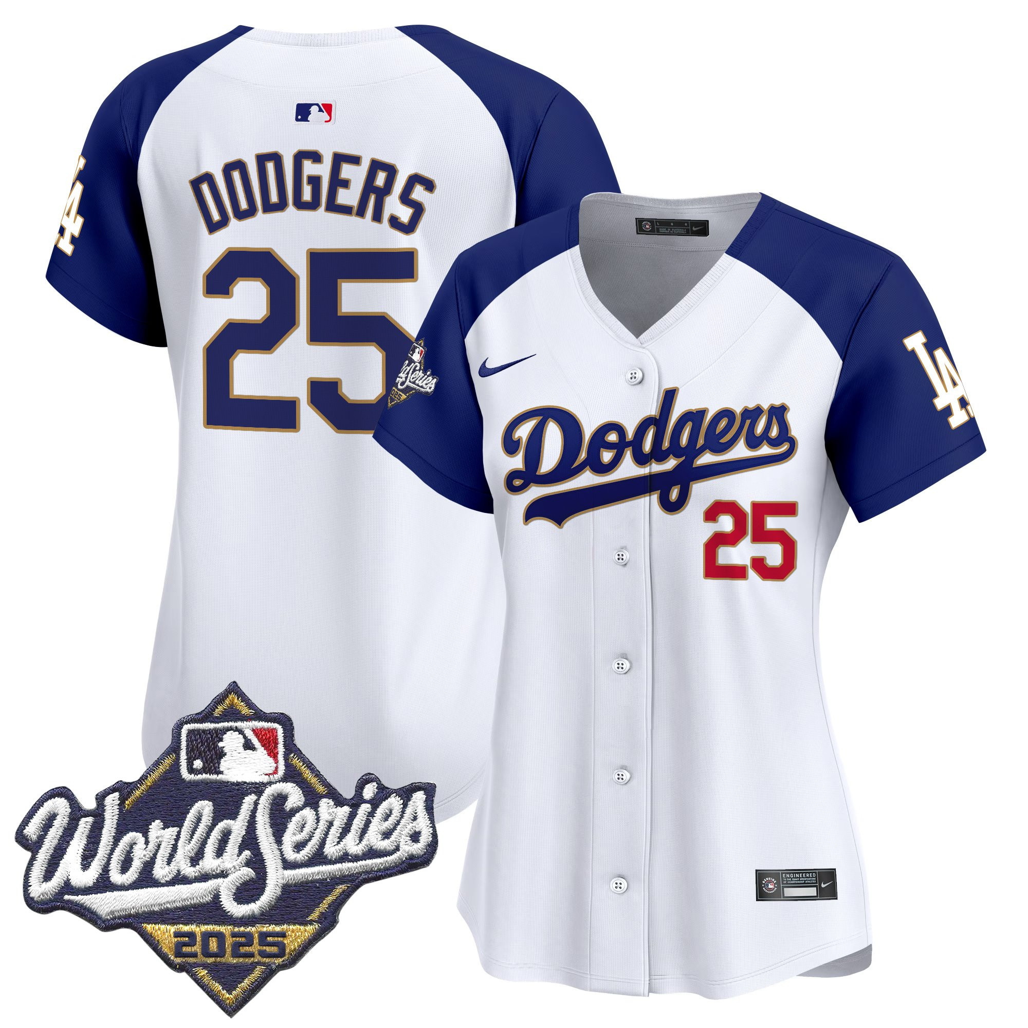 Women's Dodgers 2025 World Series Gold Trim Vapor Premier Limited Jersey - All Stitched - Image 54
