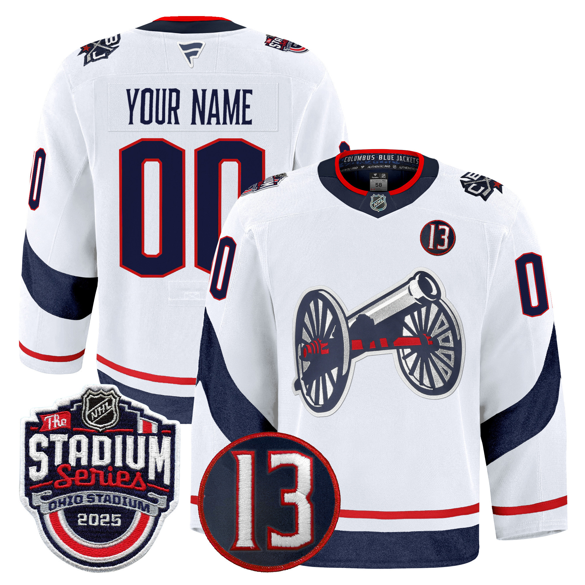Columbus Blue Jackets 2025 Stadium Series & #13 Johnny Gaudreau Patch Pro Custom Jersey - All Stitched - Image 2