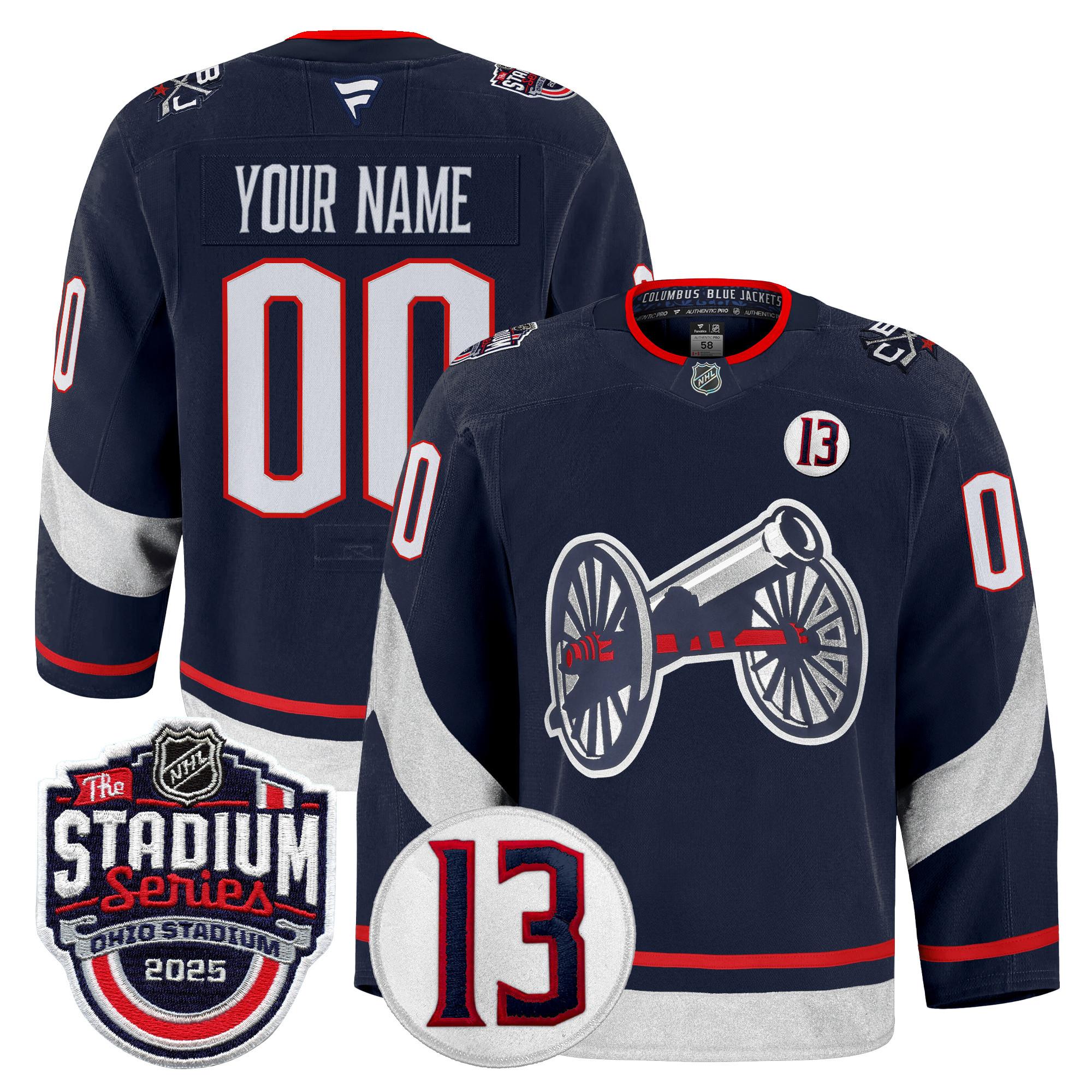 Columbus Blue Jackets 2025 Stadium Series & #13 Johnny Gaudreau Patch Pro Custom Jersey - All Stitched