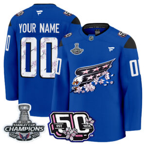 Washington Capitals 50th Anniversary & 2018 Stanley Cup Champions Patch Cherry Blossom Premium Custom Jersey - All Stitched