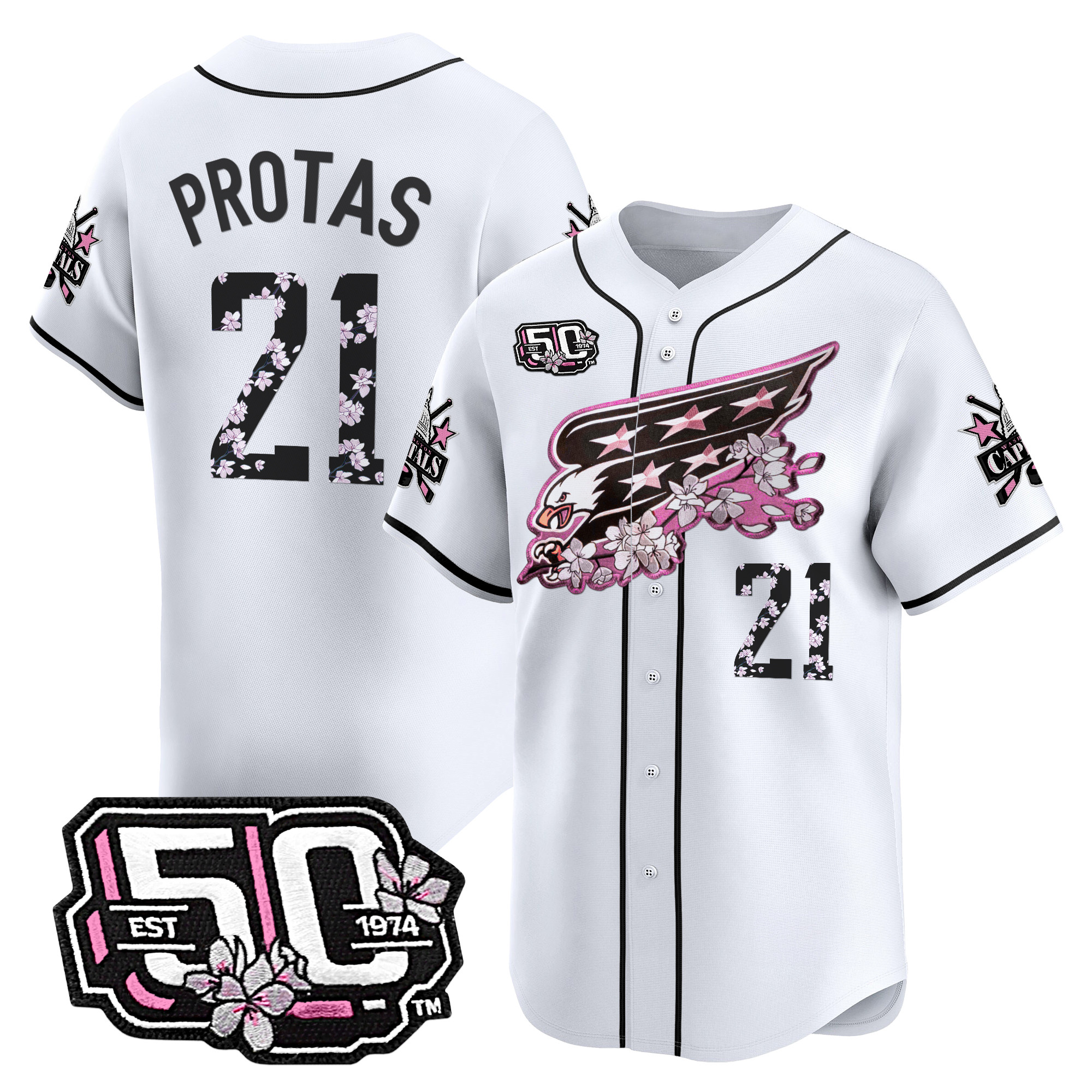 Men's 2025 Washington Capitals 50th Anniversary Cherry Blossom Style Vapor Premier Limited Jersey - All Stitched - Image 32