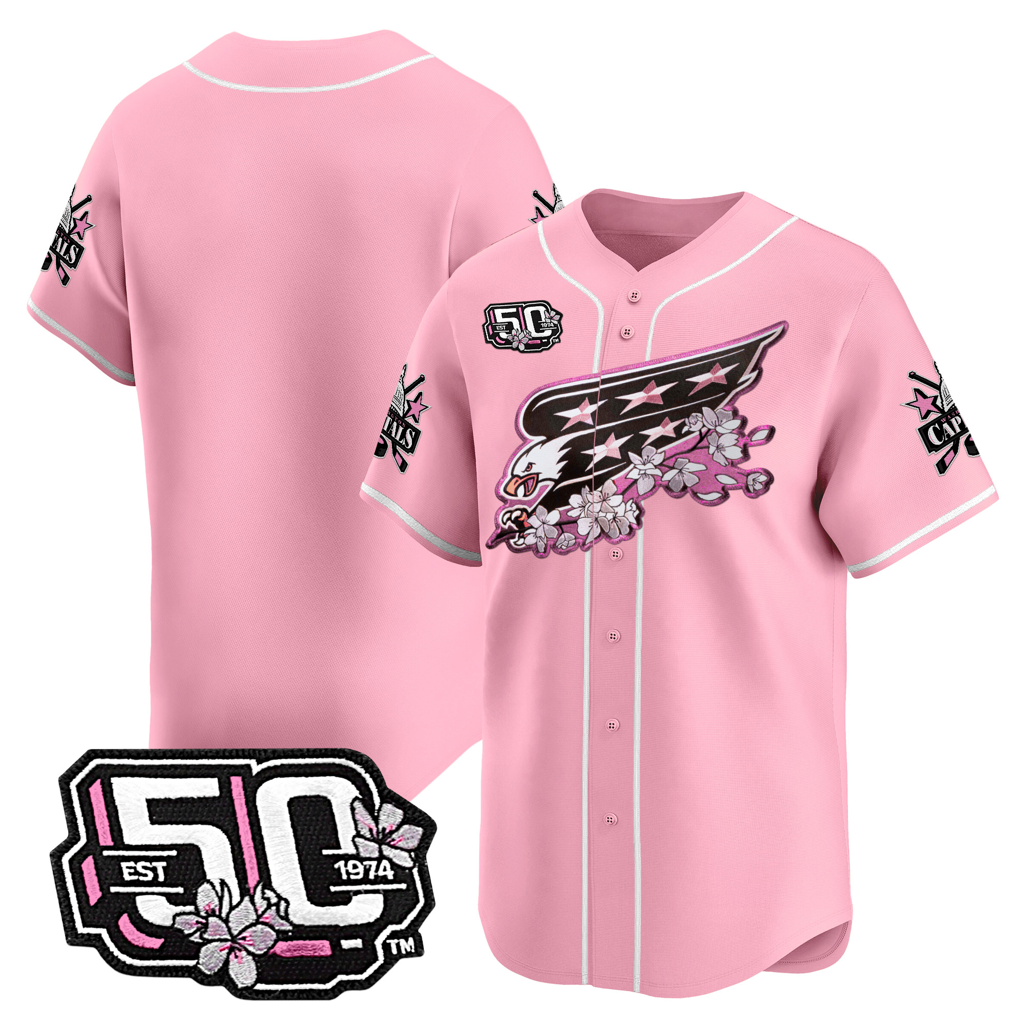 Men's 2025 Washington Capitals 50th Anniversary Cherry Blossom Style Vapor Premier Limited Jersey - All Stitched - Image 28
