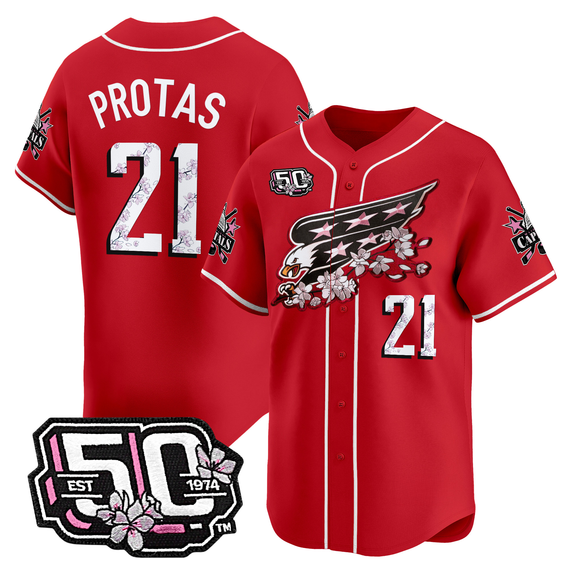 Men's 2025 Washington Capitals 50th Anniversary Cherry Blossom Style Vapor Premier Limited Jersey - All Stitched - Image 18