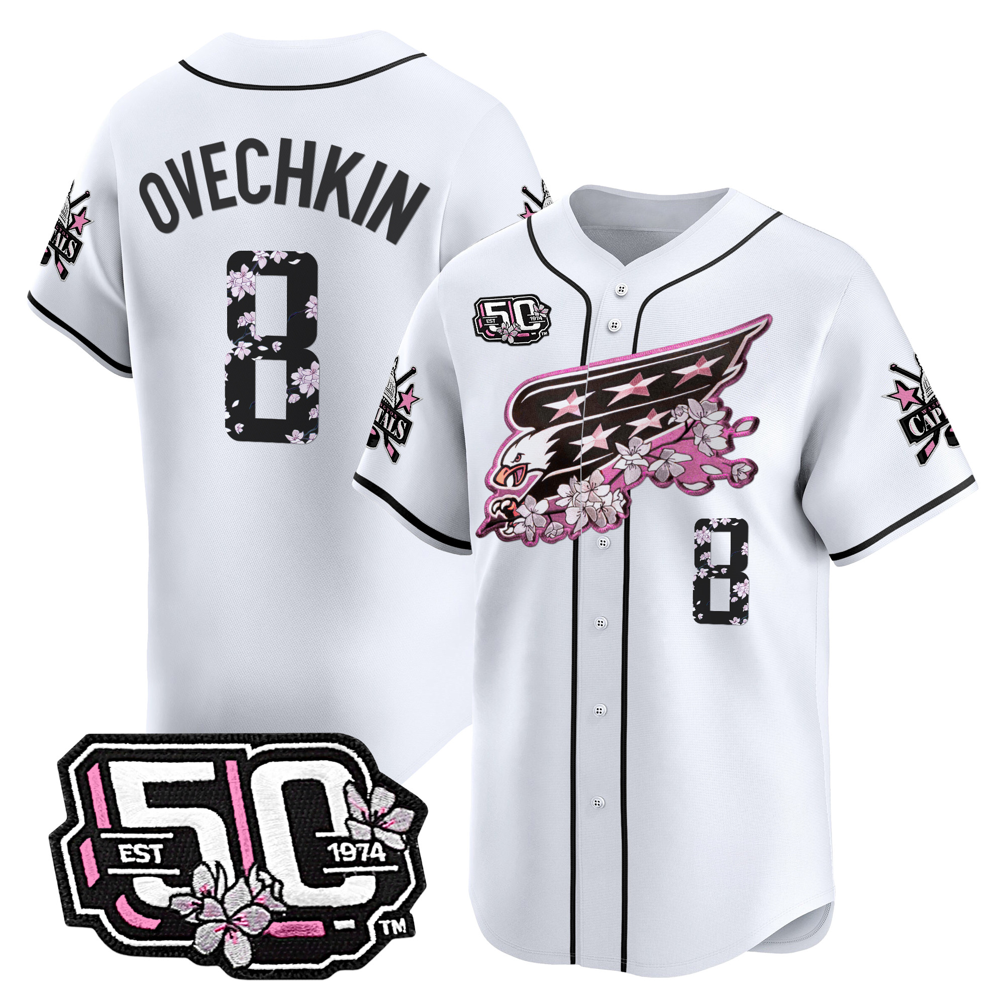 Men's 2025 Washington Capitals 50th Anniversary Cherry Blossom Style Vapor Premier Limited Jersey - All Stitched - Image 29