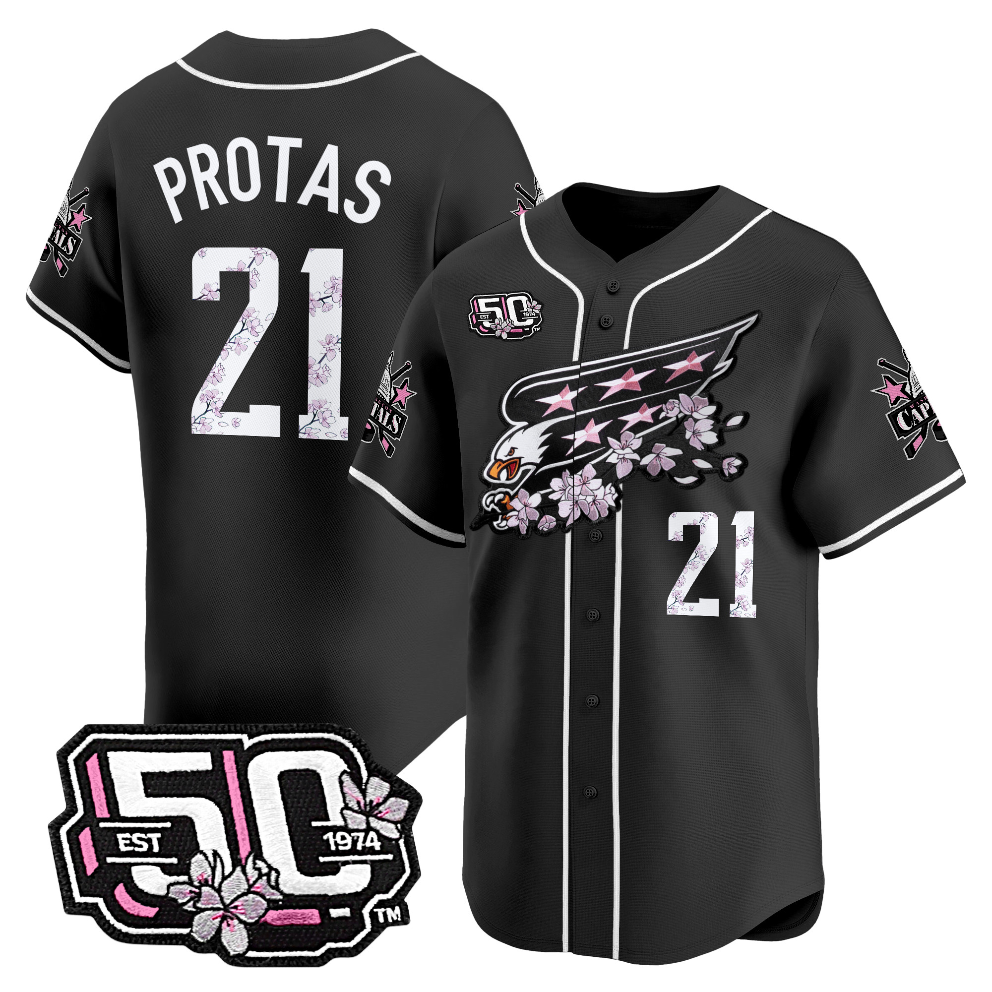 Men's 2025 Washington Capitals 50th Anniversary Cherry Blossom Style Vapor Premier Limited Jersey - All Stitched - Image 11