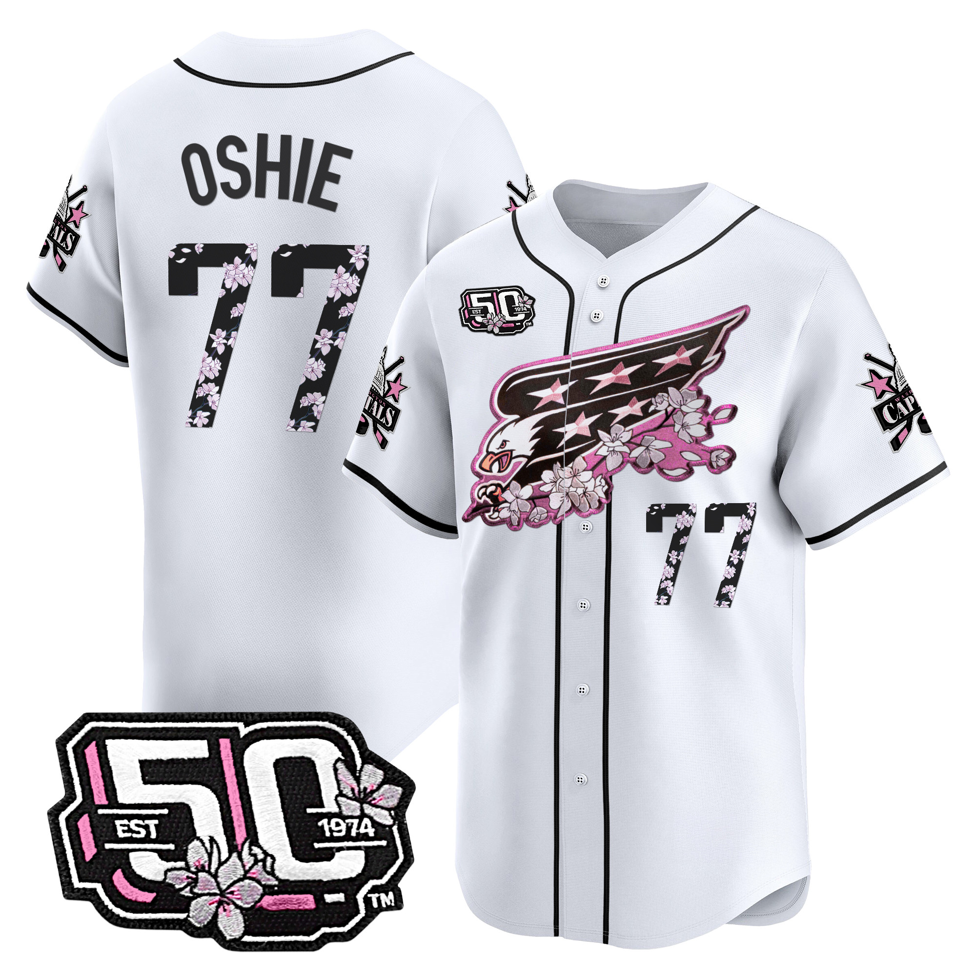 Men's 2025 Washington Capitals 50th Anniversary Cherry Blossom Style Vapor Premier Limited Jersey - All Stitched - Image 34