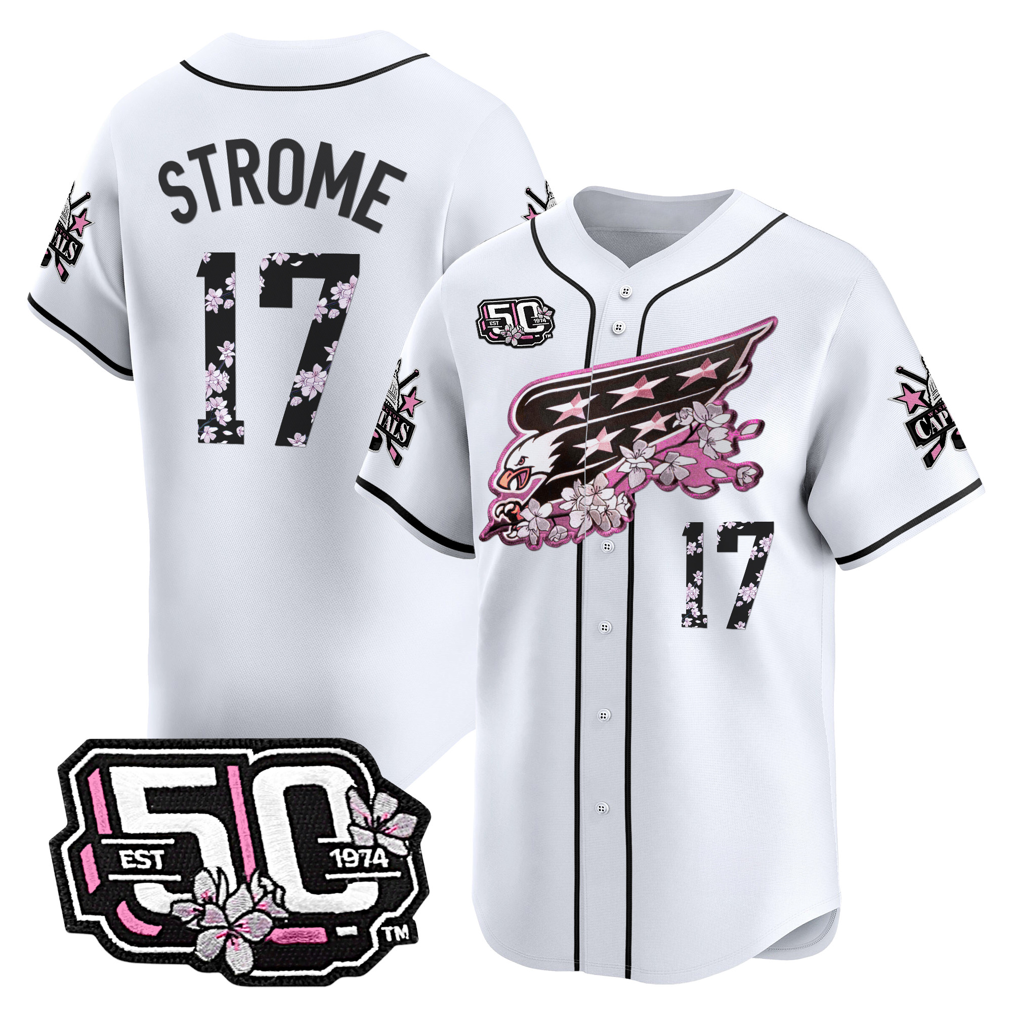 Men's 2025 Washington Capitals 50th Anniversary Cherry Blossom Style Vapor Premier Limited Jersey - All Stitched - Image 30