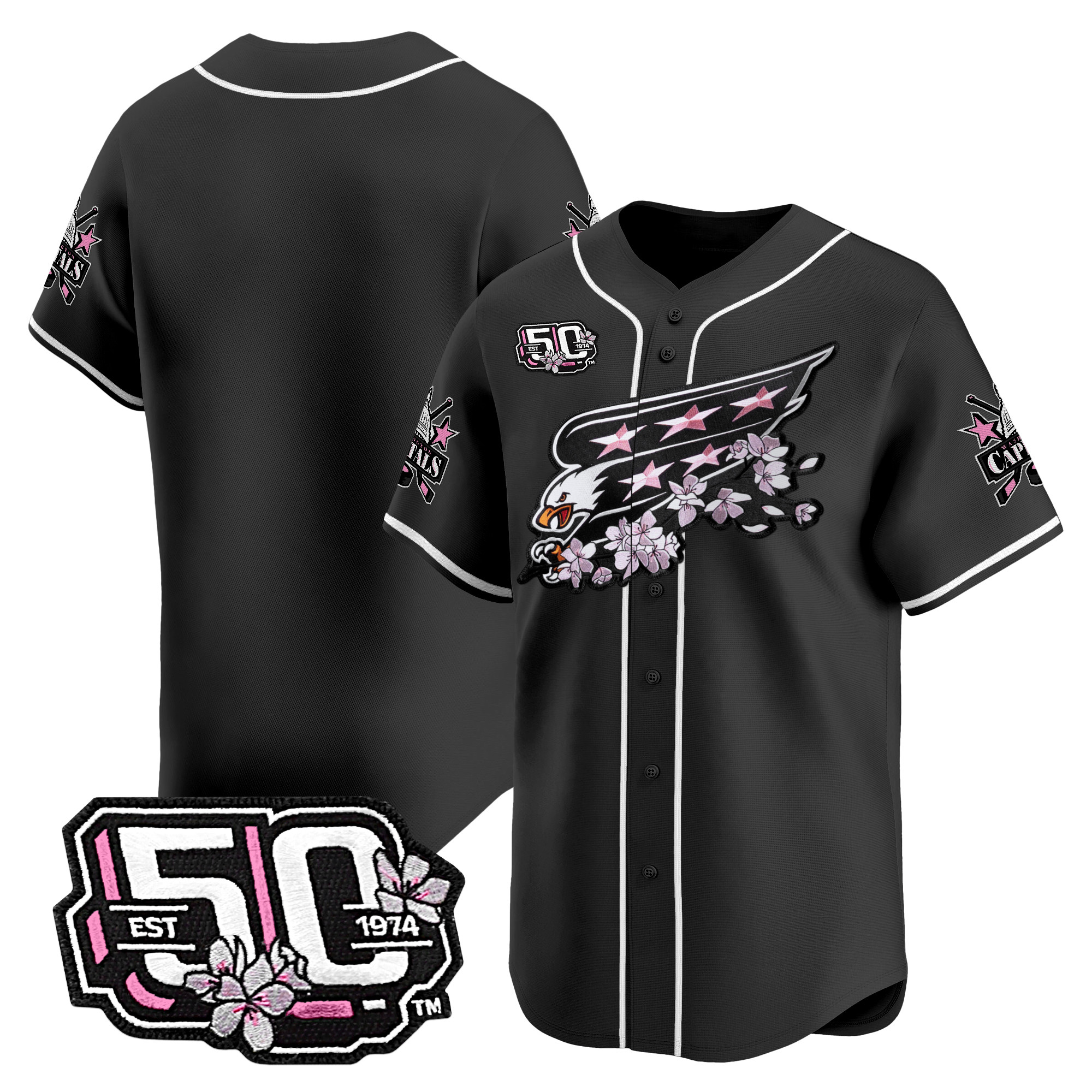Men's 2025 Washington Capitals 50th Anniversary Cherry Blossom Style Vapor Premier Limited Jersey - All Stitched - Image 14