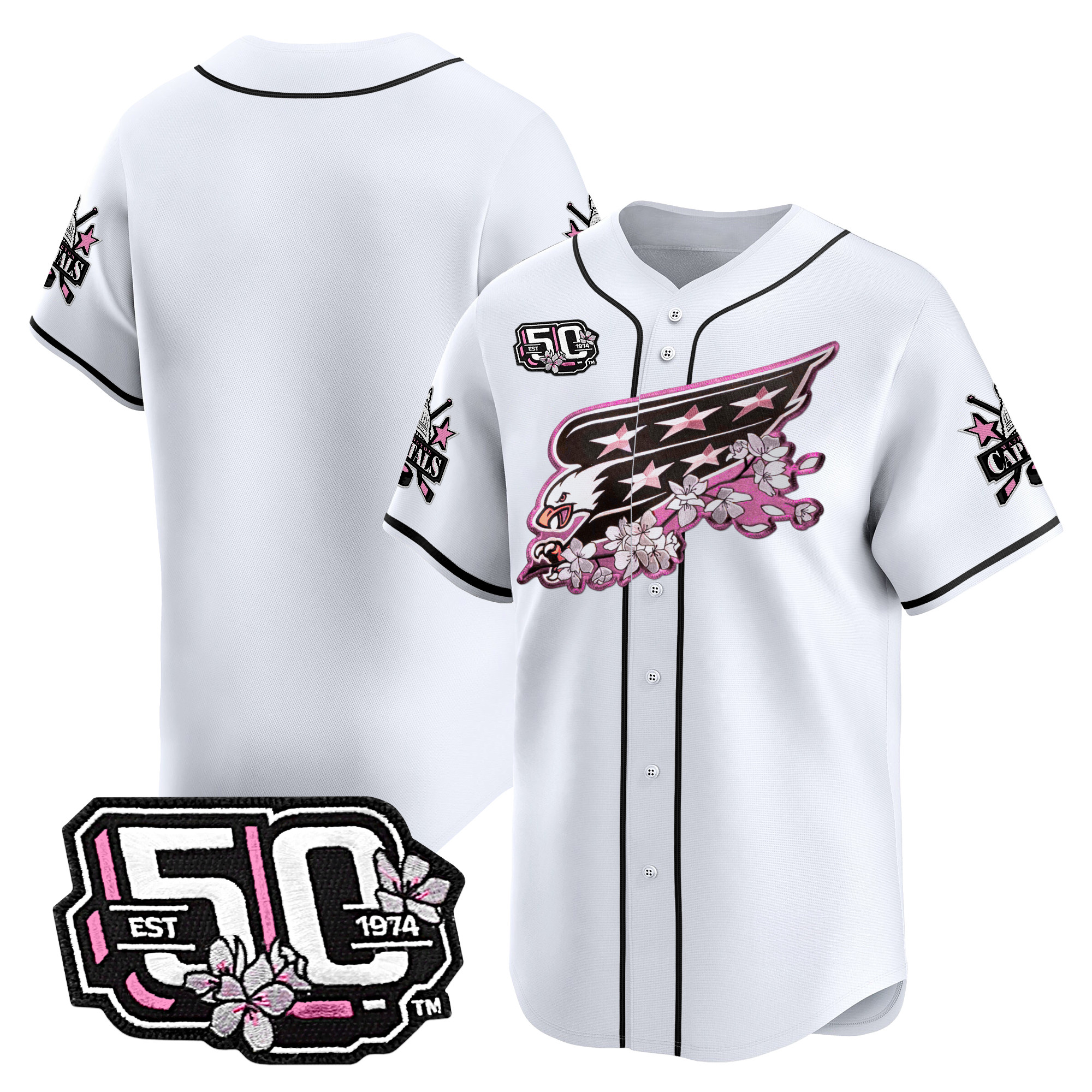 Men's 2025 Washington Capitals 50th Anniversary Cherry Blossom Style Vapor Premier Limited Jersey - All Stitched - Image 35