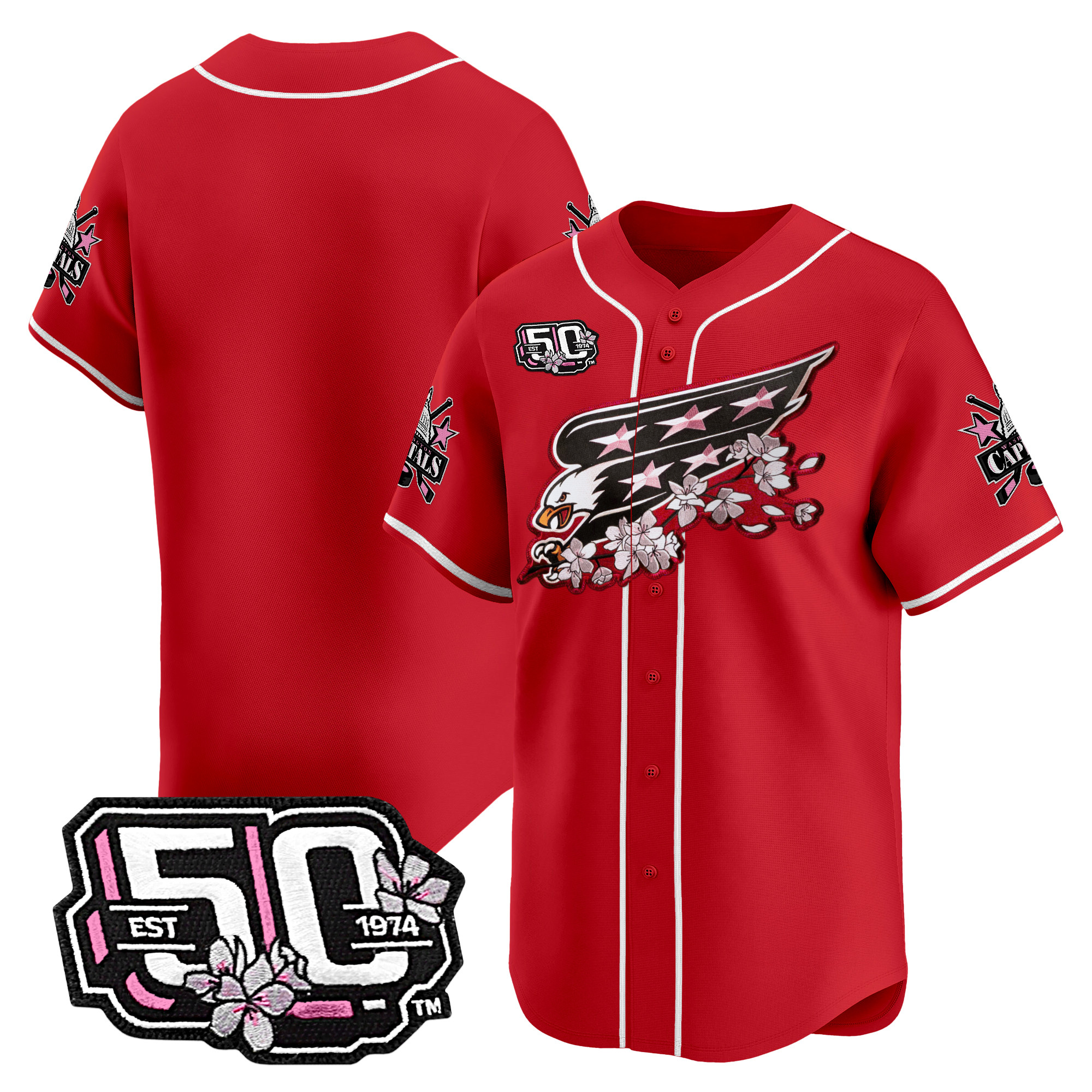 Men's 2025 Washington Capitals 50th Anniversary Cherry Blossom Style Vapor Premier Limited Jersey - All Stitched - Image 21